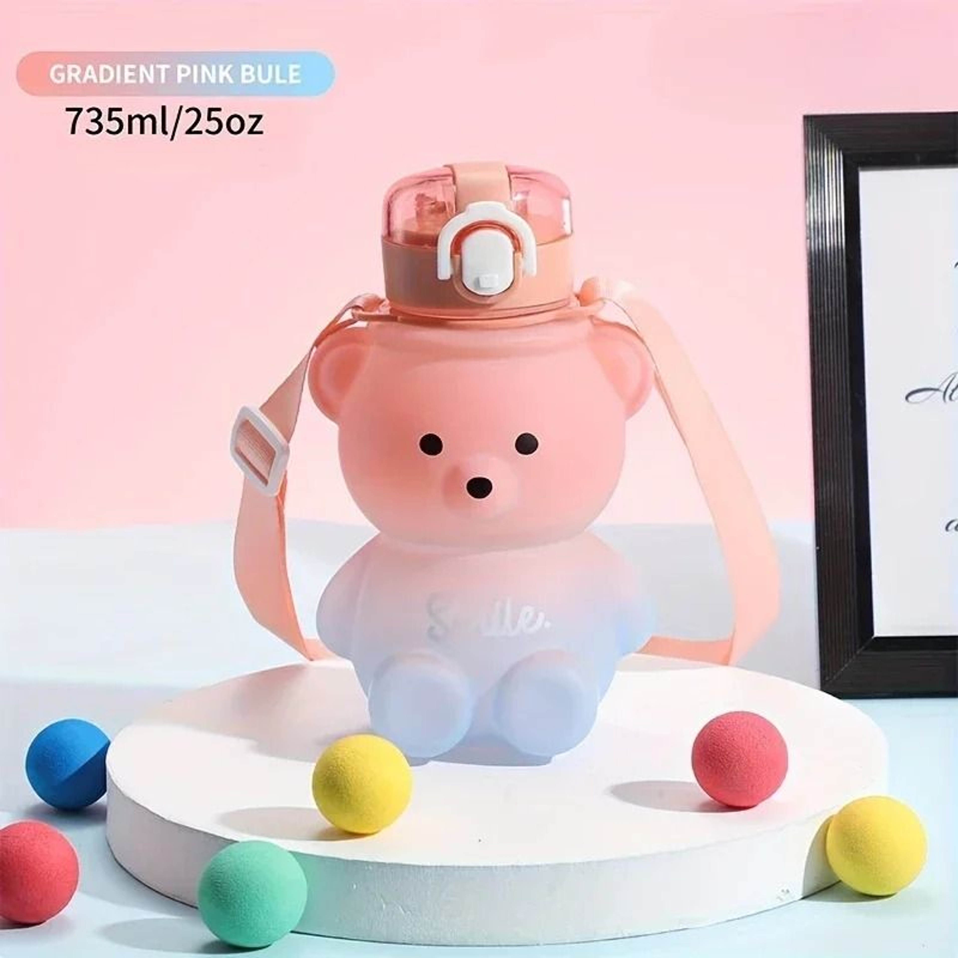 Bear Gradient Cute Large Capacity Straw Water Cup 7