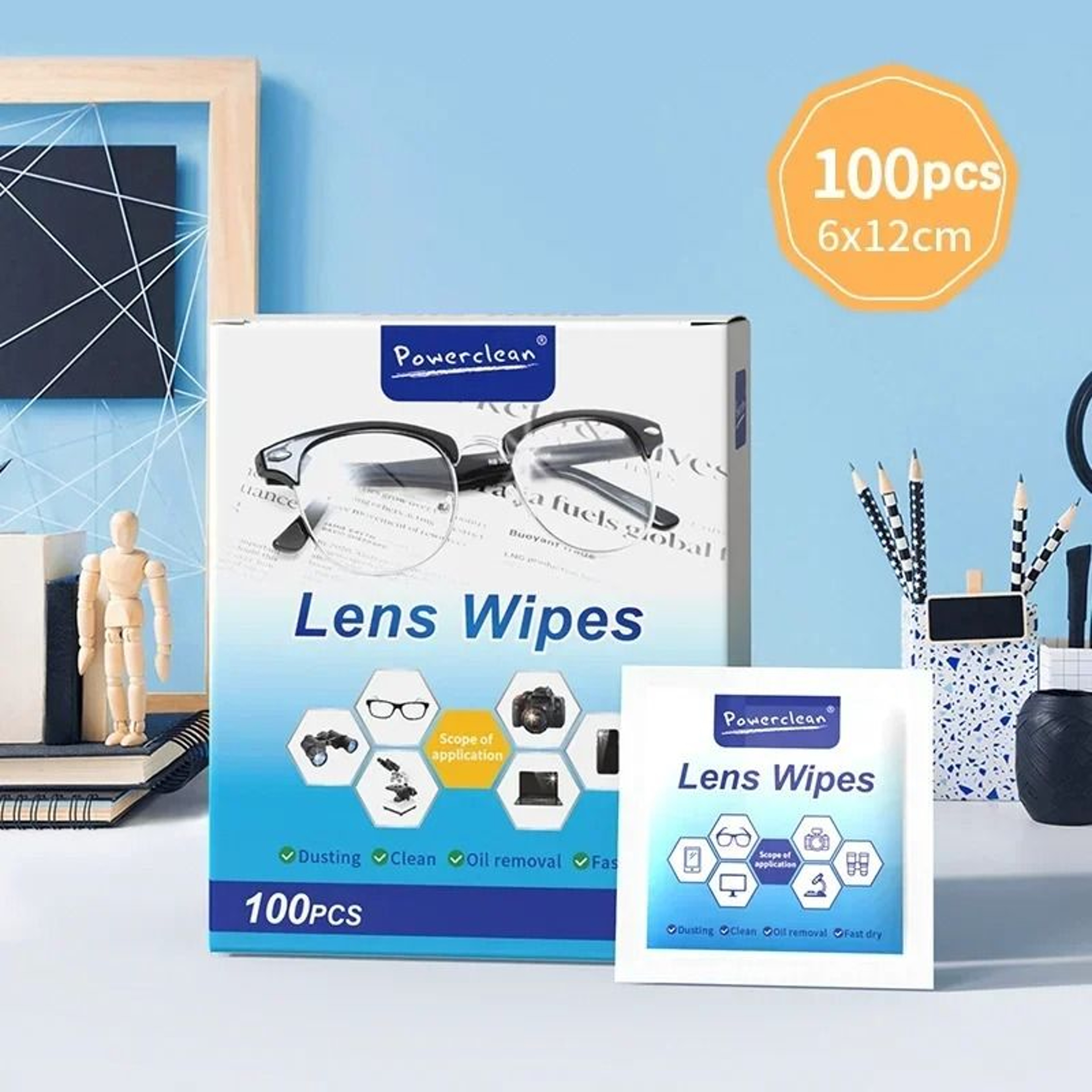 100 Pack Glasses Cleaning Lens Wipes For Screens And Lenses 6