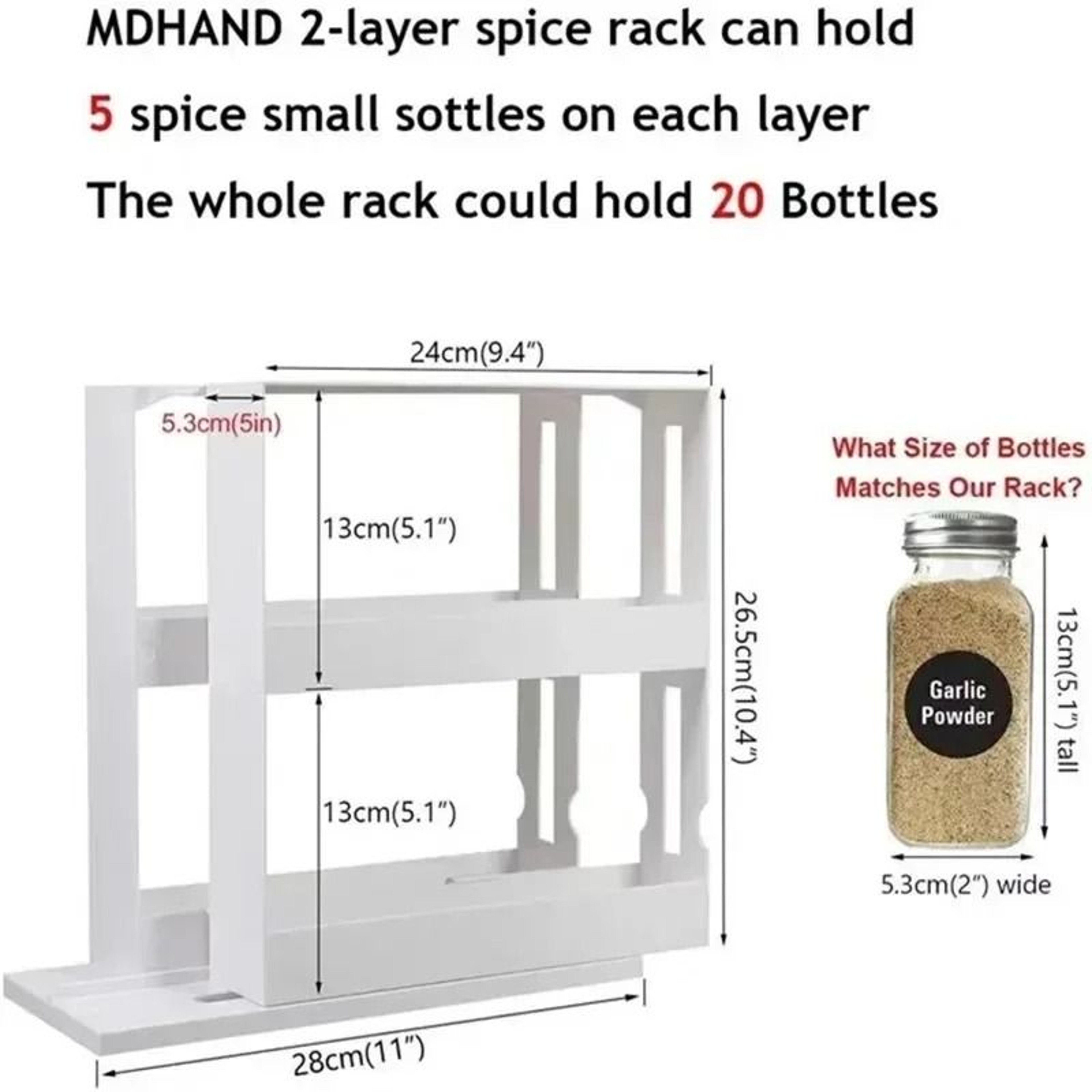 Rotating Two Tier Spice Organizer Rack Swivel Storage Shelf For Kitchen And Bathroom 5