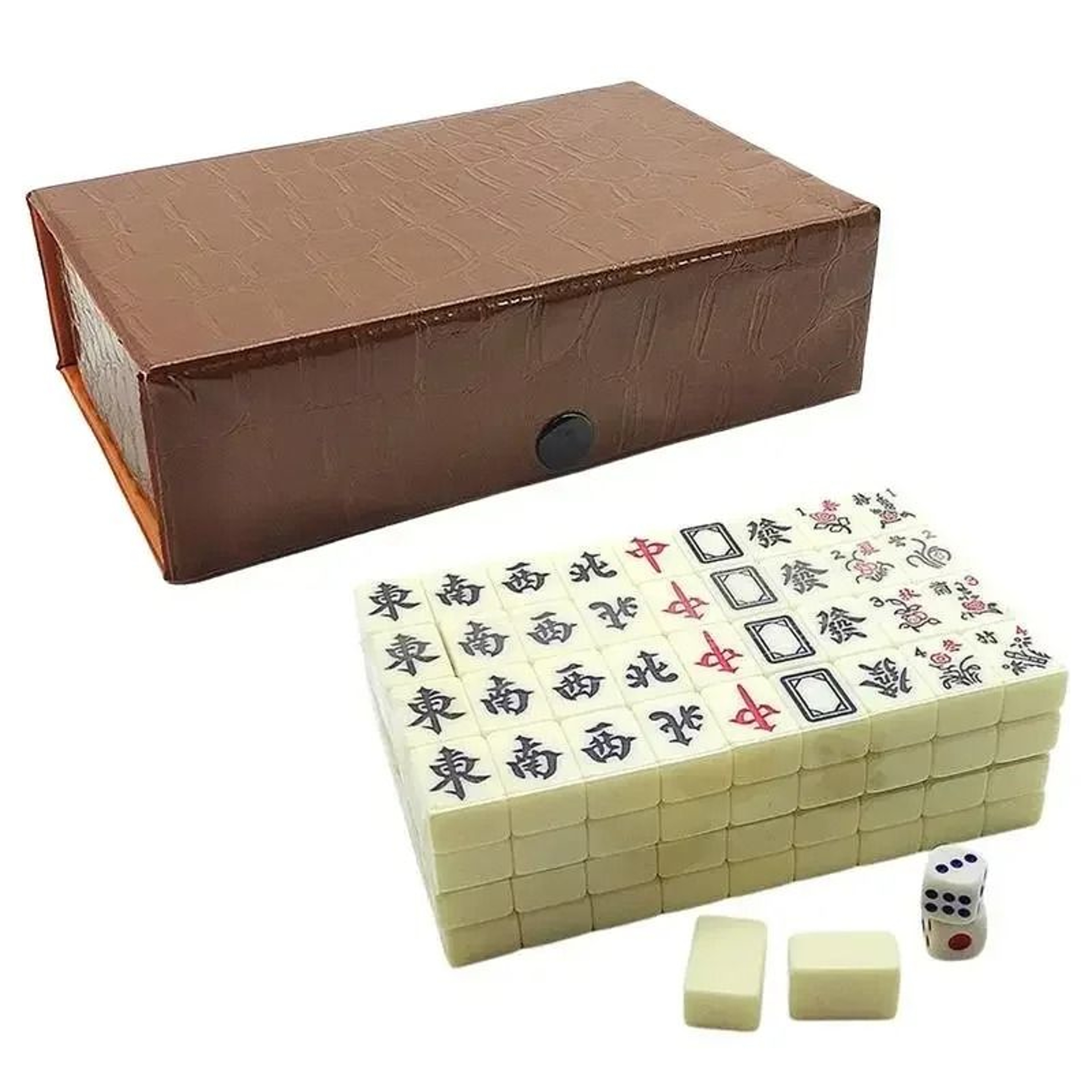 Portable Mini Mahjong Set With Carrying Case Traditional Table Game For Home And Party 0