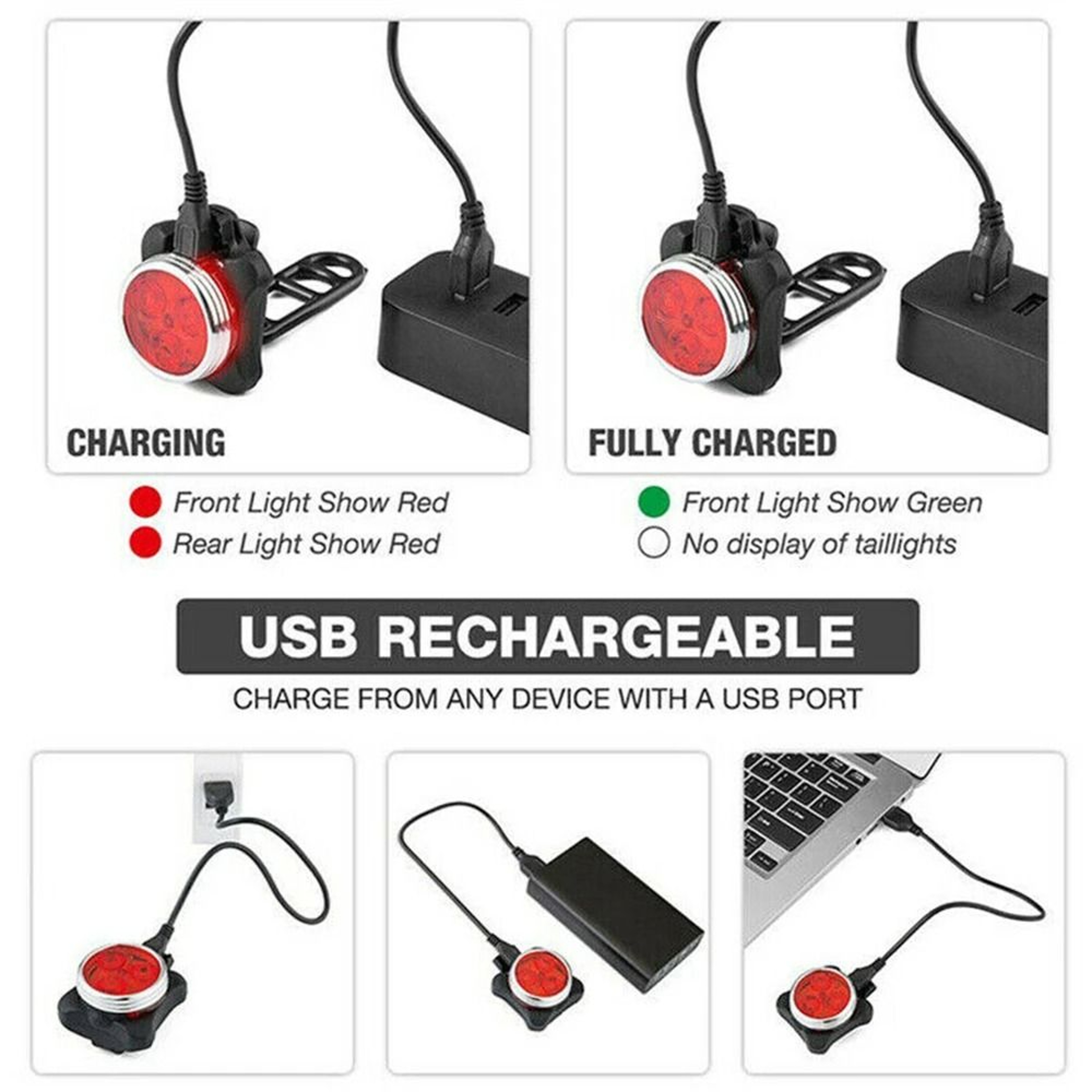 USB Rechargeable LED Bicycle Tail Light With Clip Mount 3