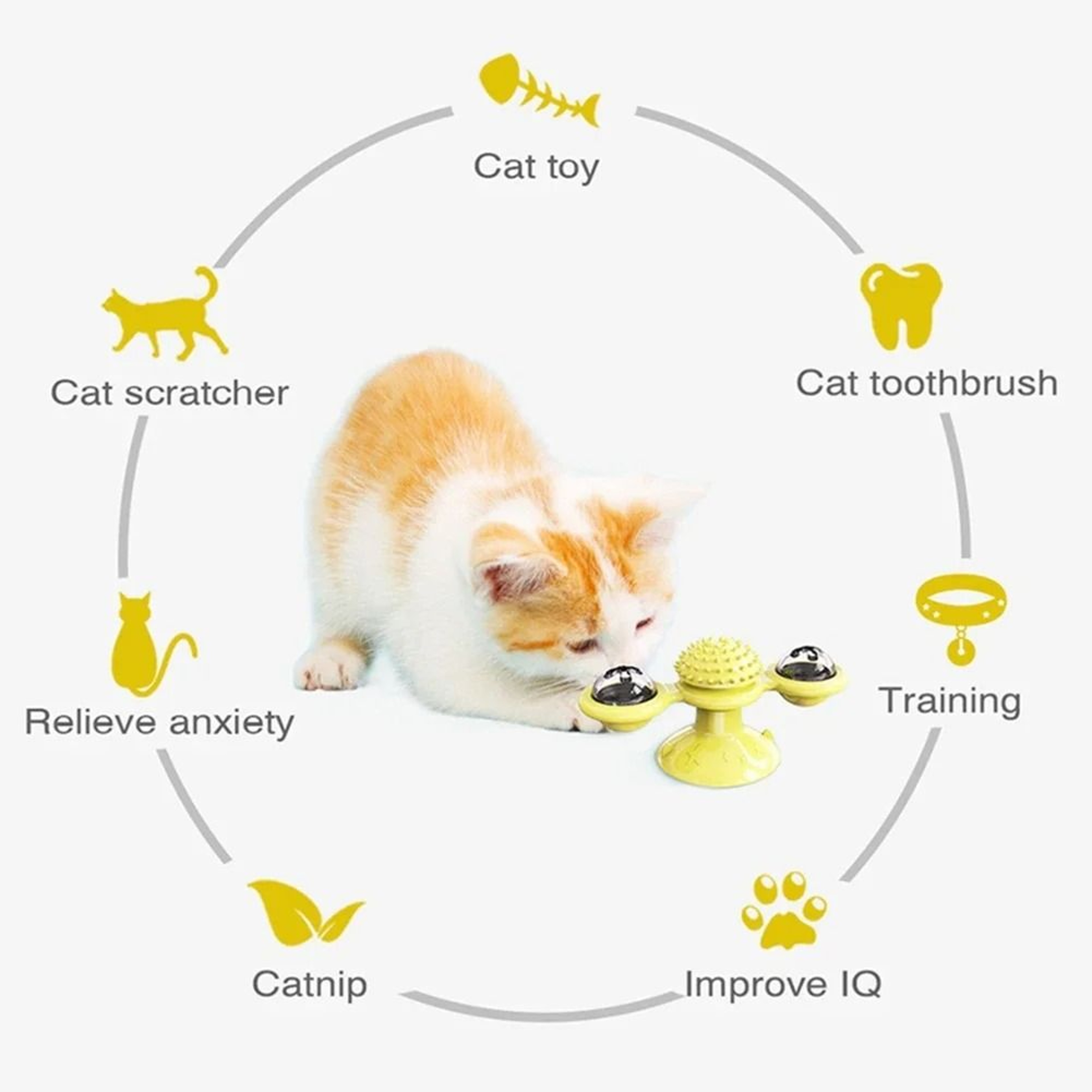 Wall Mounted Spinning Cat Toy With Massage Rollers For Indoor Cats 4