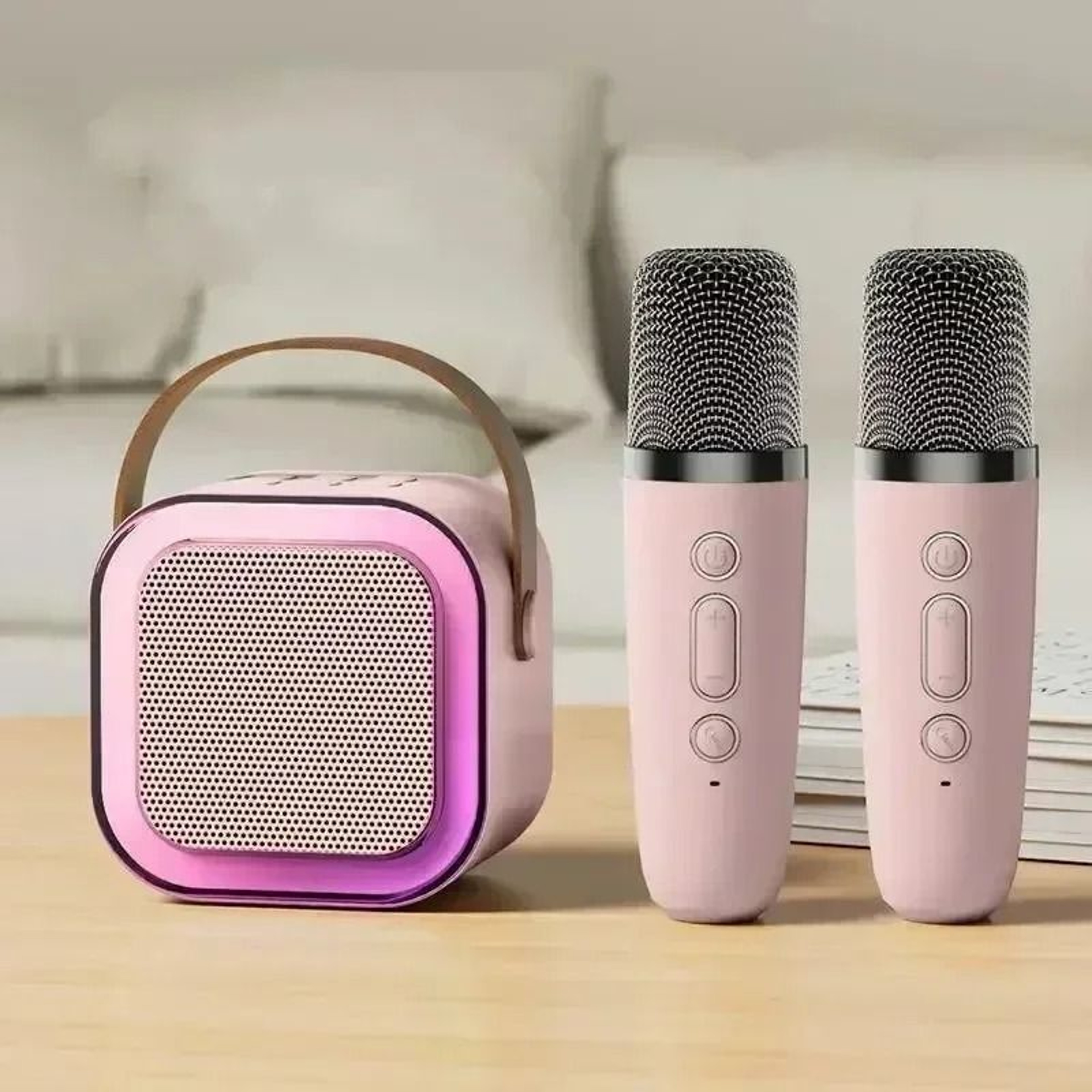 Portable Bluetooth Karaoke Machine With Wireless Microphone And RGB Lights For Home And Travel 8