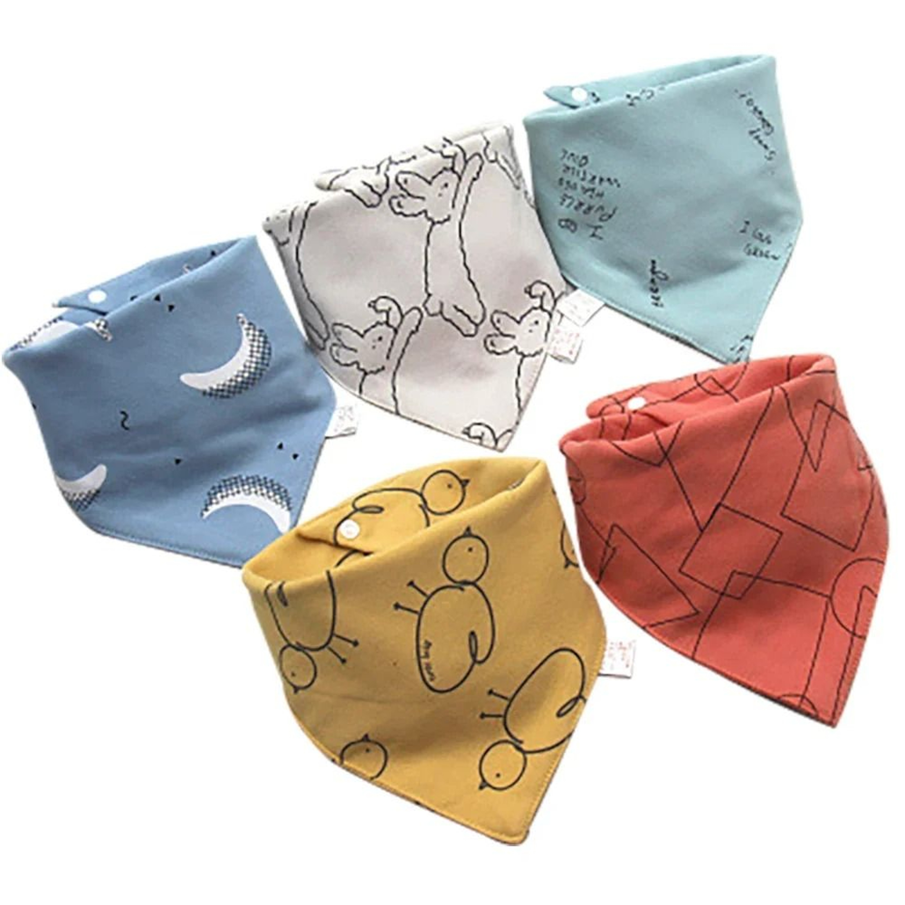5 Pcs Lot Cartoon Triangle Cotton Bib Baby Bandana Bibs Scarf Burp Cloths For Boys And Girls 7