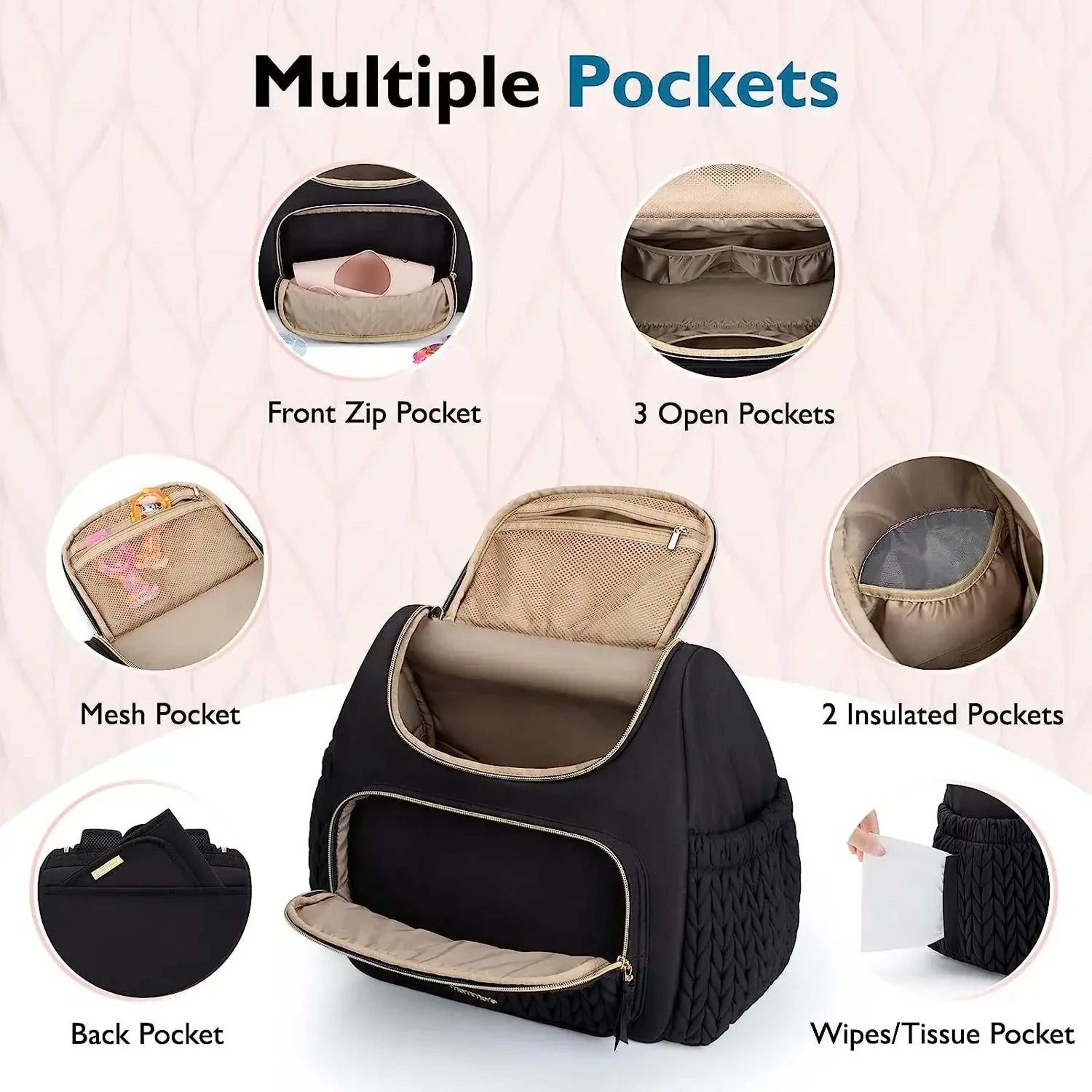 Large Capacity Organizer Mommy Bag For Baby Diapers Outdoor Stroller Hanging Bags 2