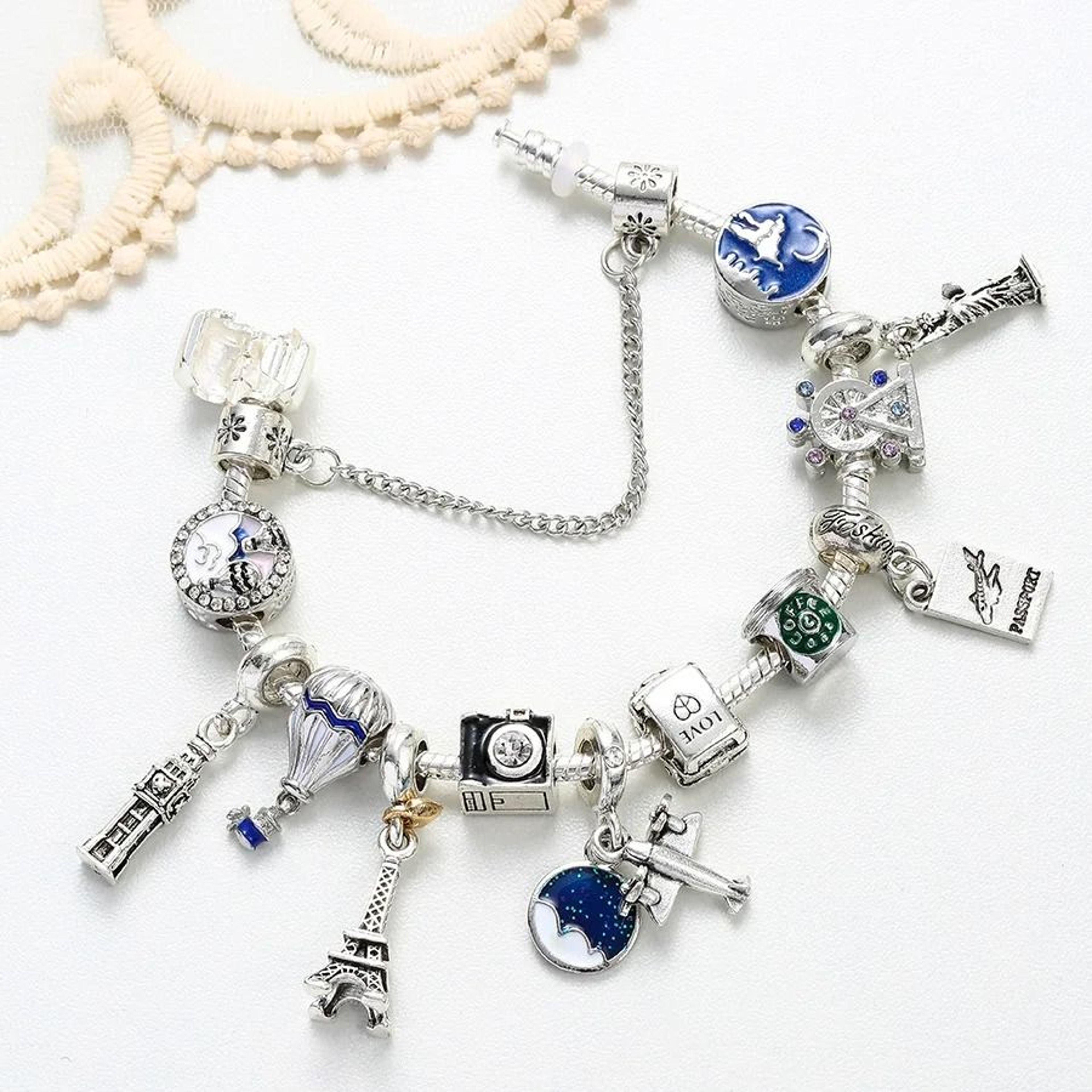 Fashion Design Crystal Bead Charm Bracelet Handmade Colorful Enamel DIY Jewelry Kit 1