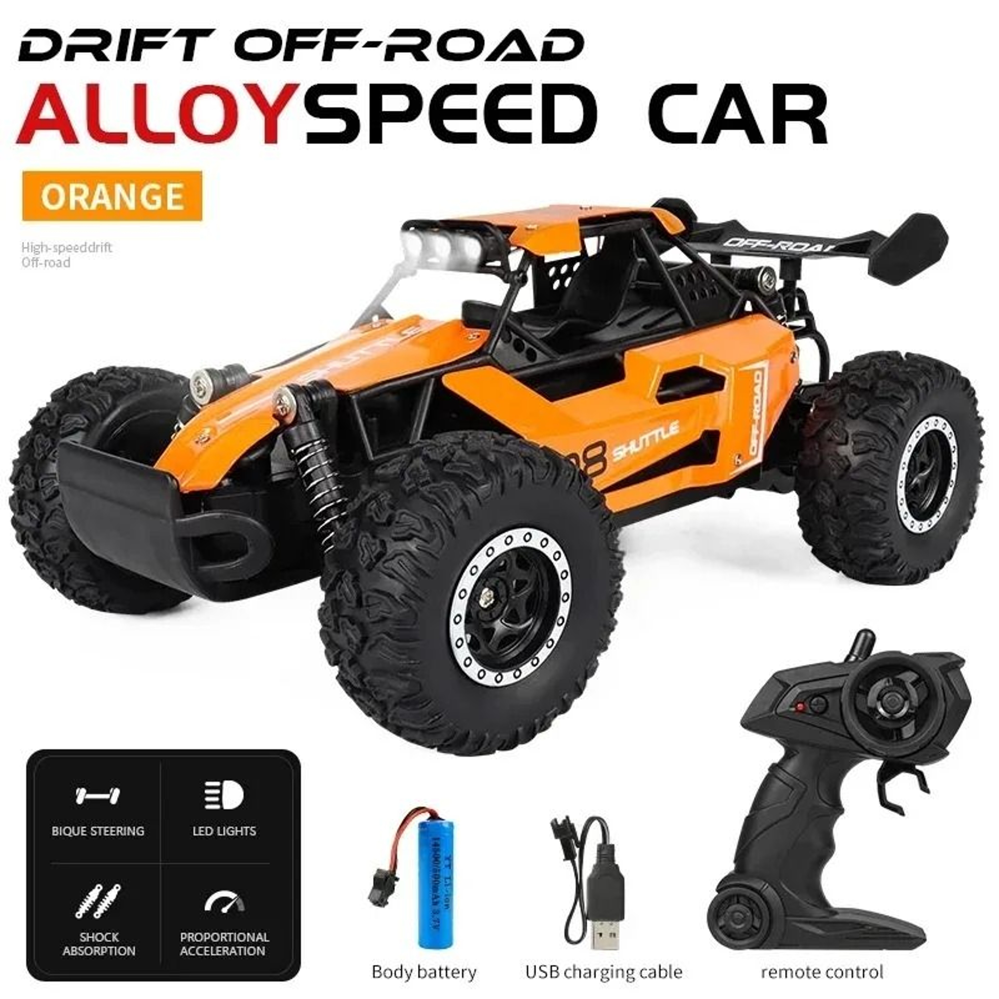 HighSpeed 1 16 RC OffRoad Car 20KMH With LED Lights And 24G Remote Control 5