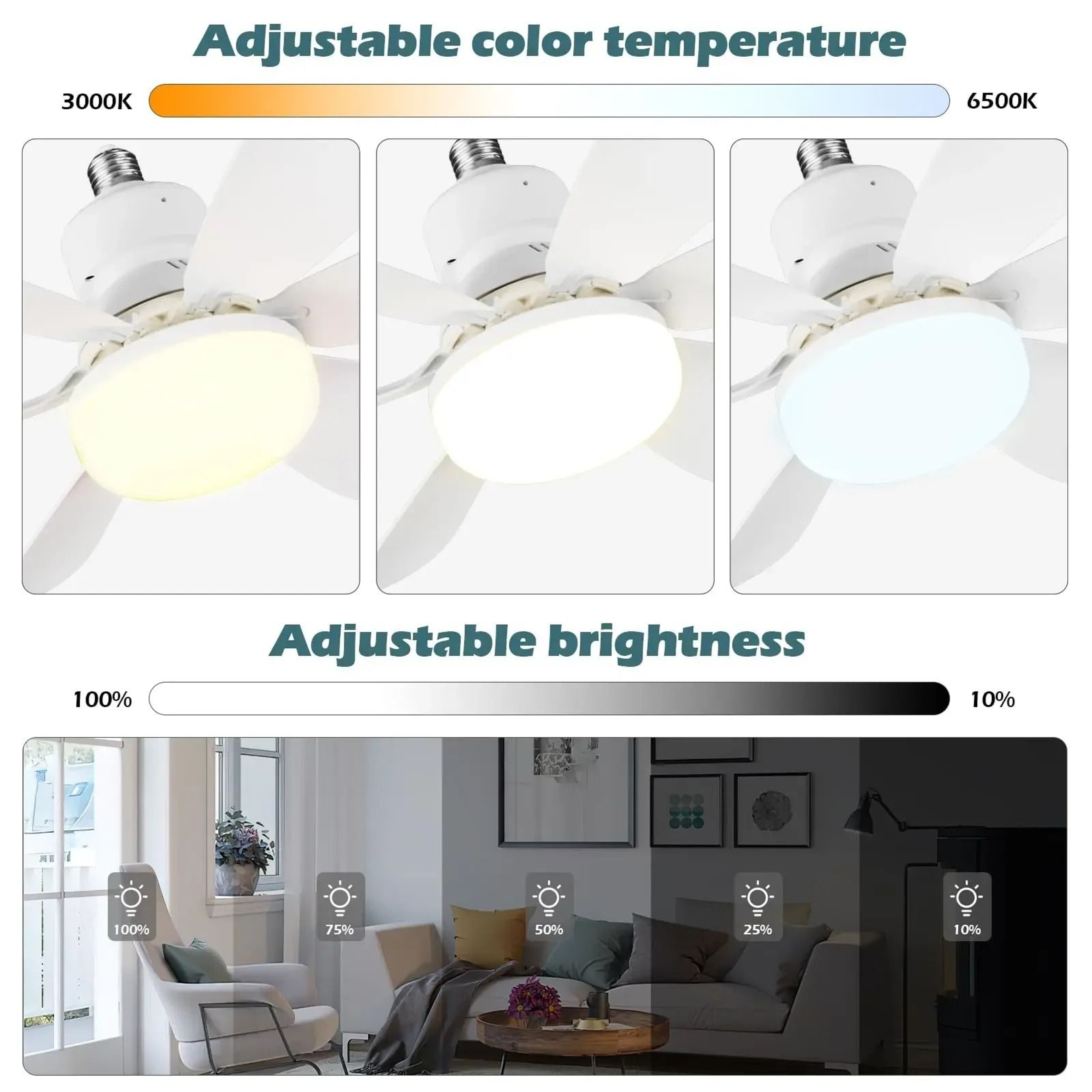 LED 40W Ceiling Fan Light E27 With Remote Control Dimmable For Living Room And Study 1