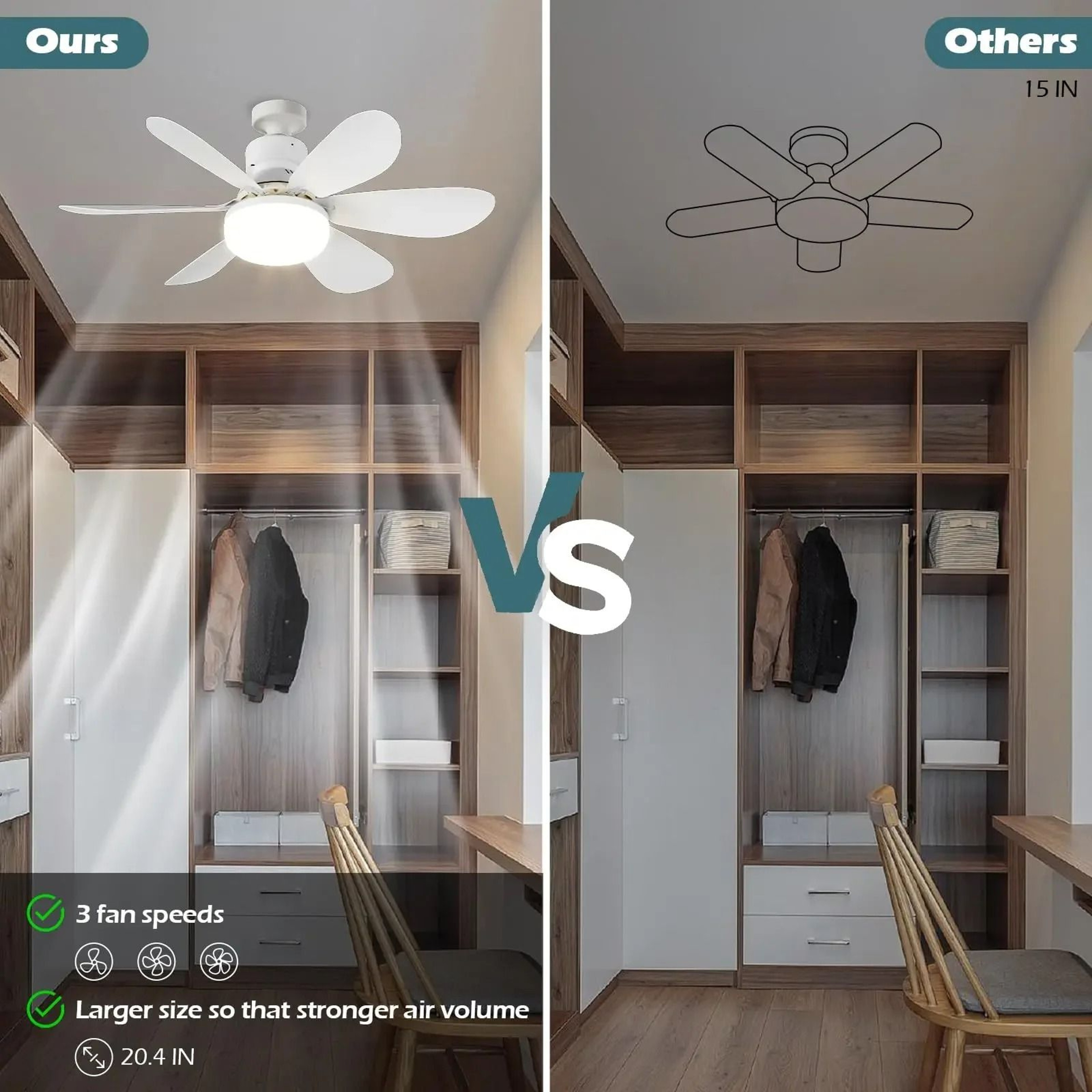 LED 40W Ceiling Fan Light E27 With Remote Control Dimmable For Living Room And Study 2