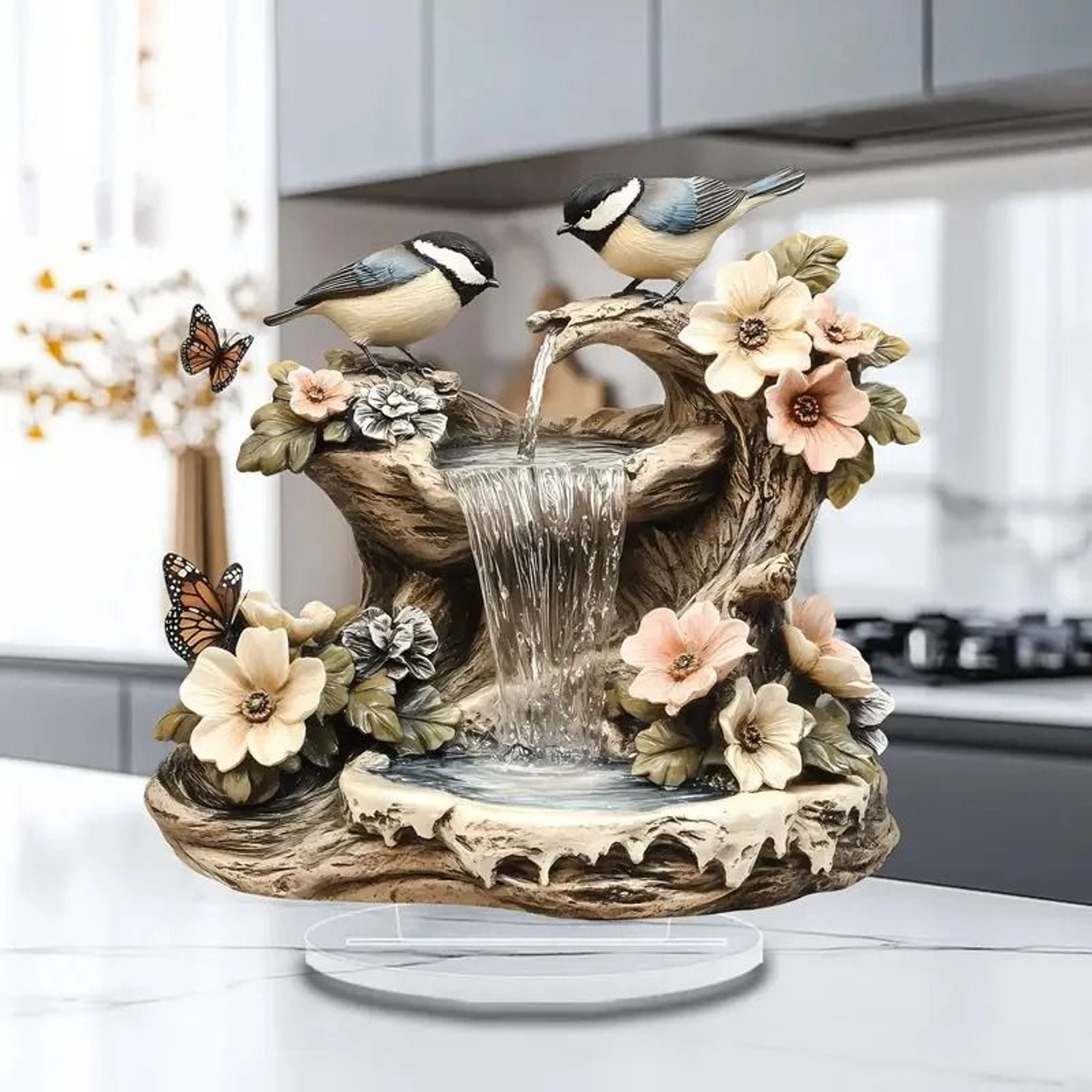 Bird And Butterfly Garden Fountain Acrylic Desktop Ornament 2