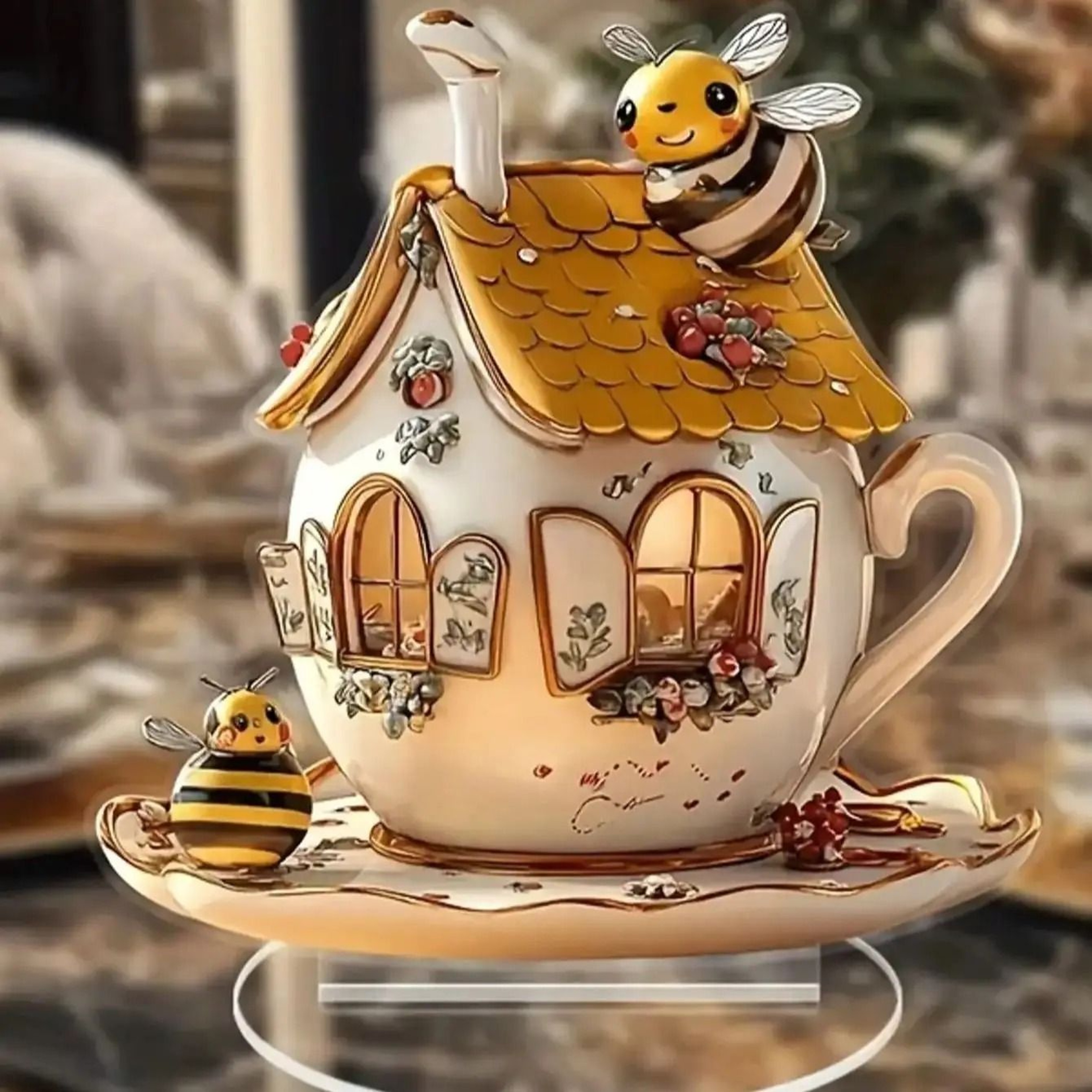 Simulated Honeycomb Shaped Teapot Decorative Plaque Multifunctional Kitchen And Dining Table Decor 3