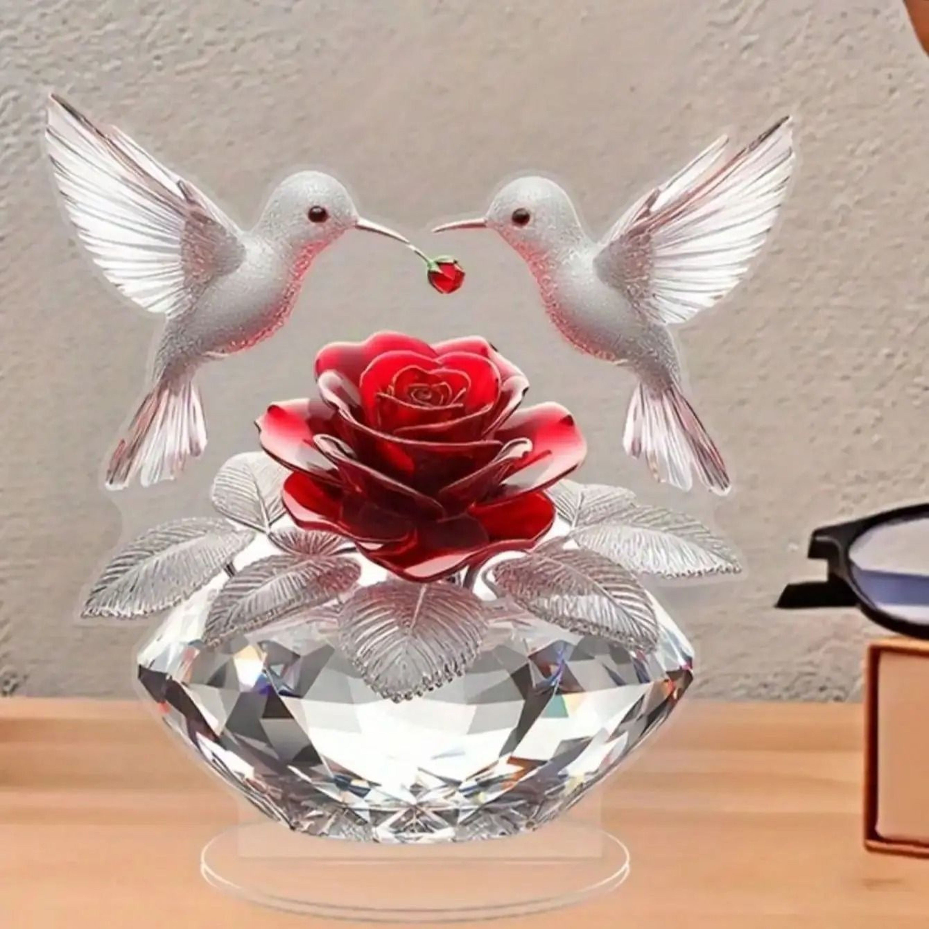 Rose And White Bird Desktop Decoration Elegant Home Decor And Graduation Gift 0