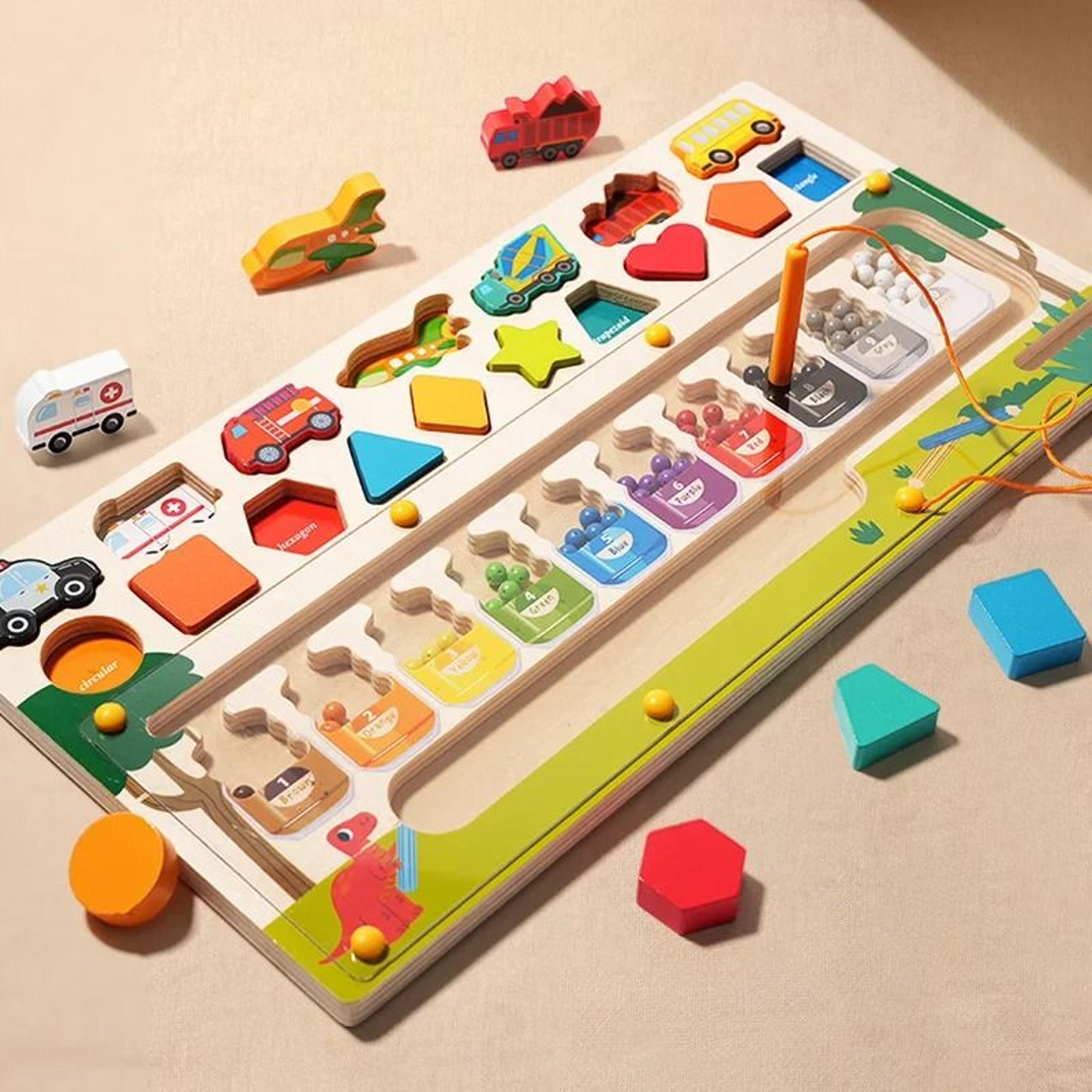 3 In 1 Toddler Montessori Toys Magnetic Color And Number Maze Wooden Sorting Puzzle 1