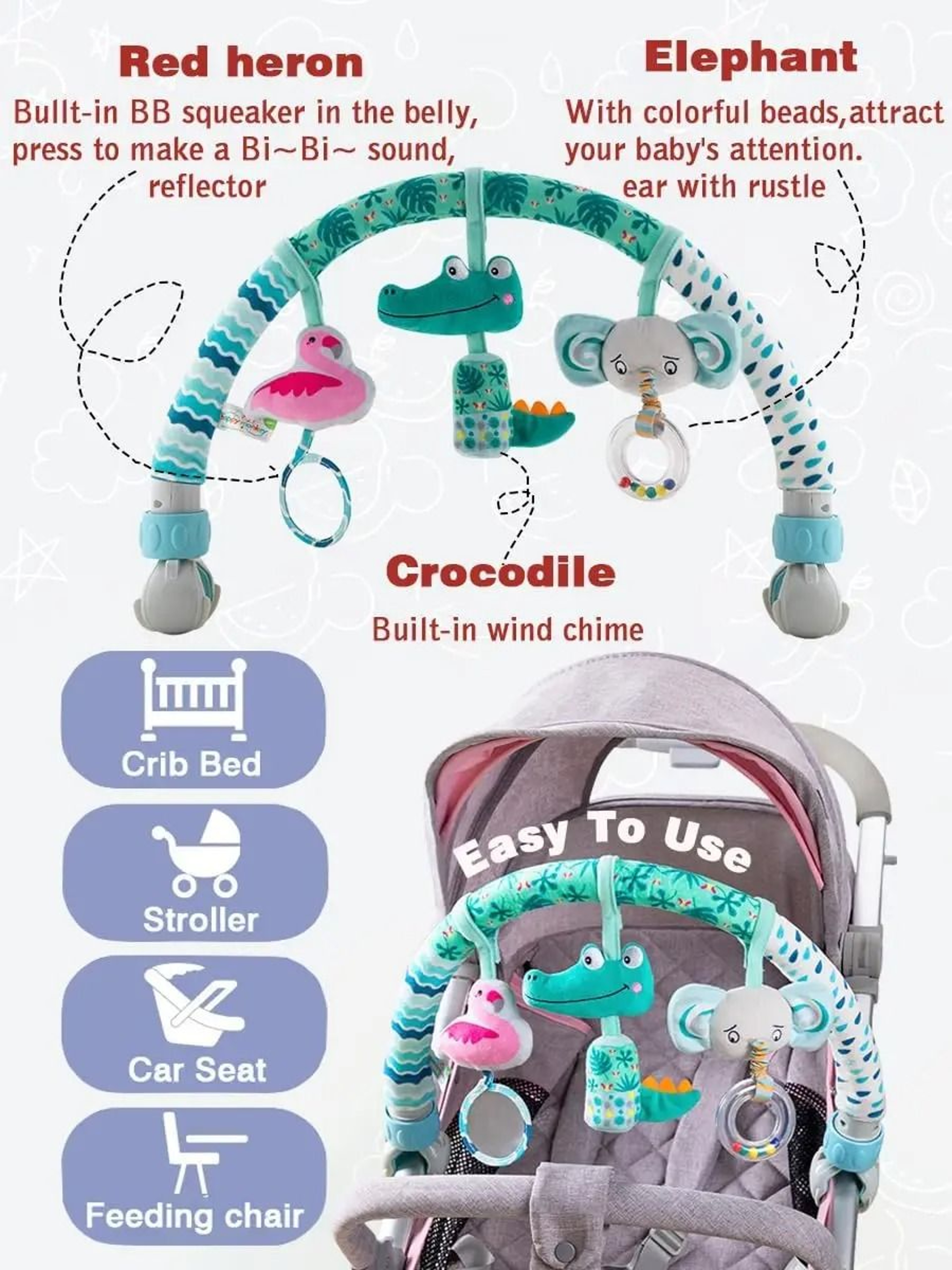 Baby Toy Toddler Hanging Bell Newborn Stroller Play Arch Bed Toys For Babies 012 Months 2