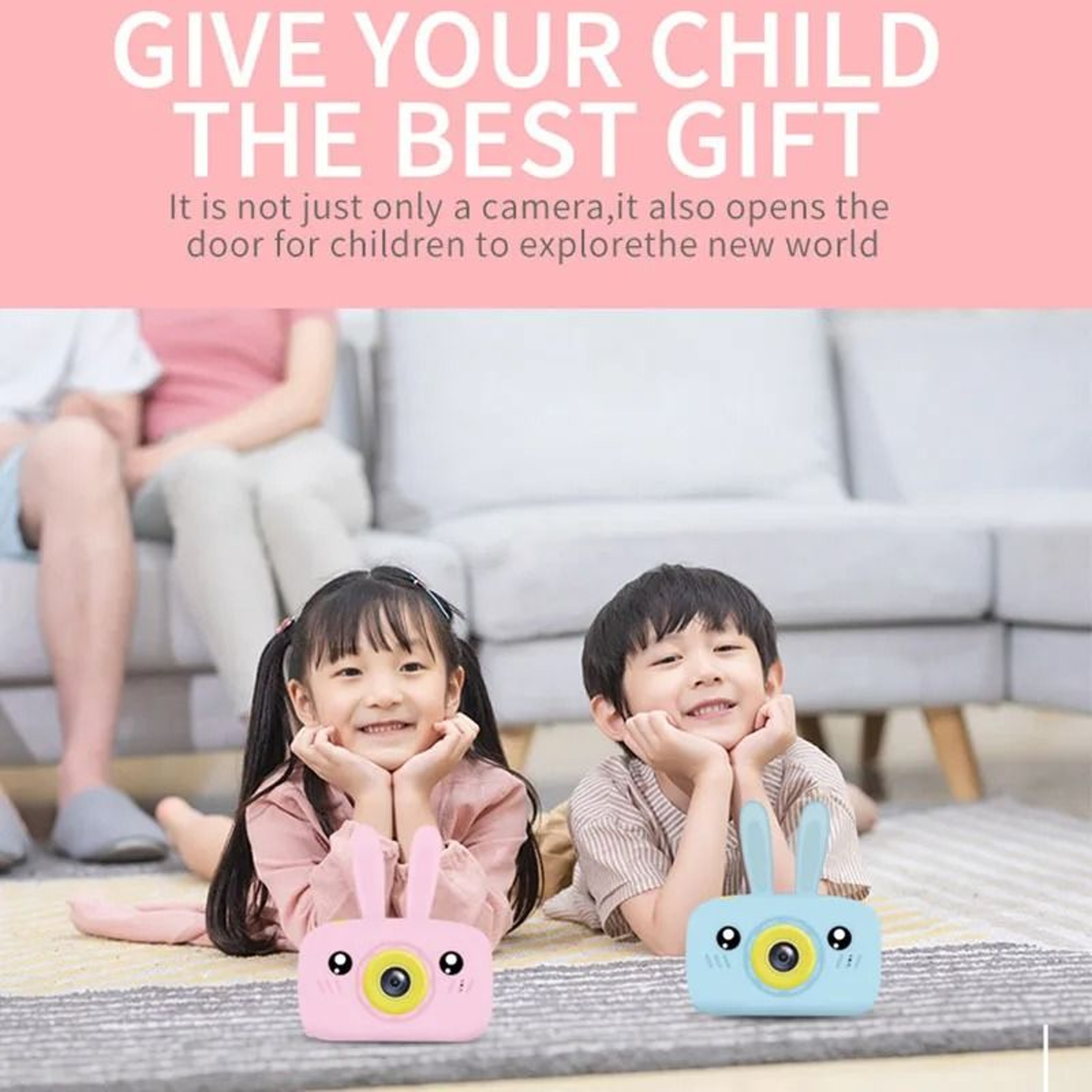 New Mini Cartoon Rabbit Camera 2 Inch HD Screen Educational Digital Video Camera For Kid Gifts 1