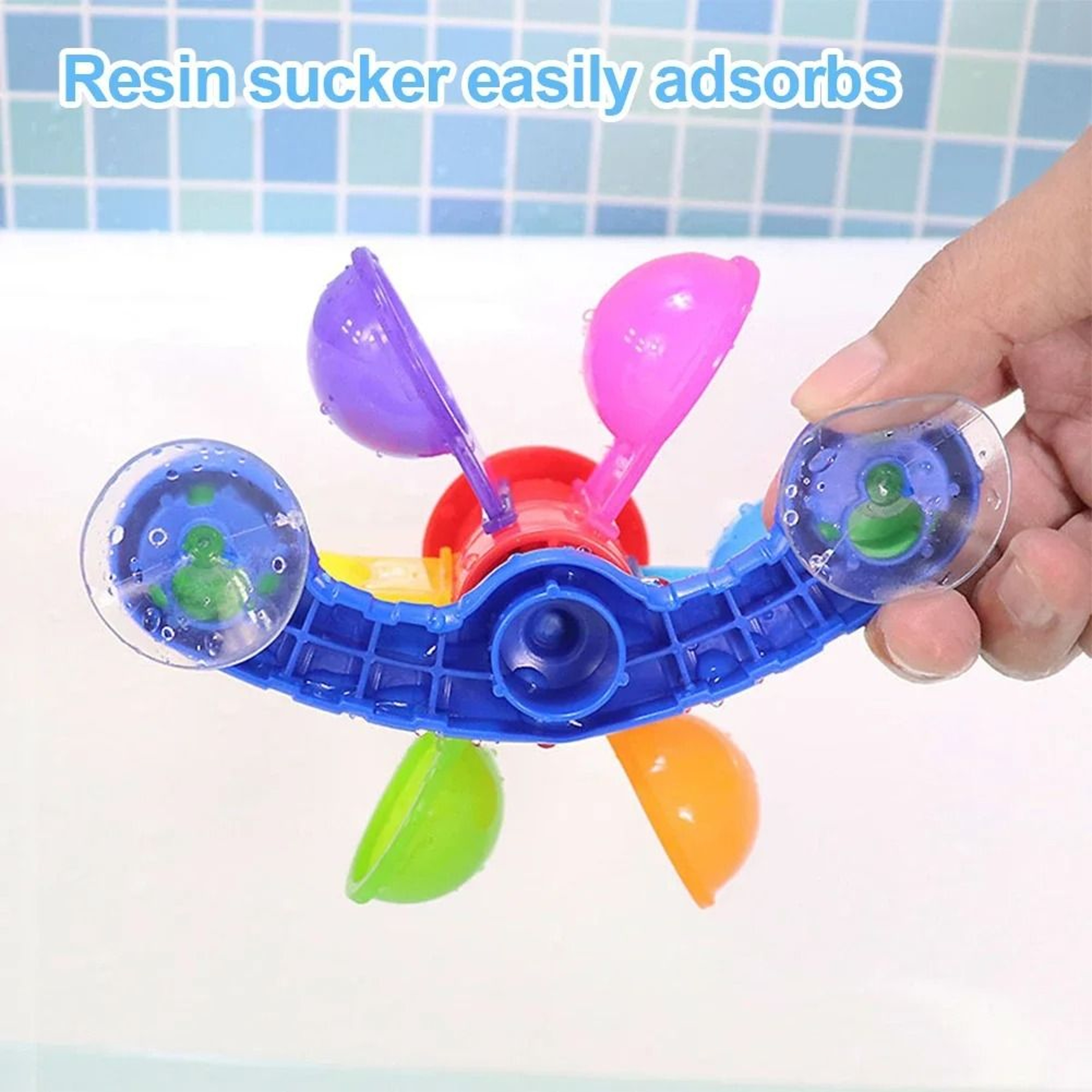 Baby Bath Toys Colorful Water Wheel Bathing Sucker Bathtub Water Spray Play Set 3