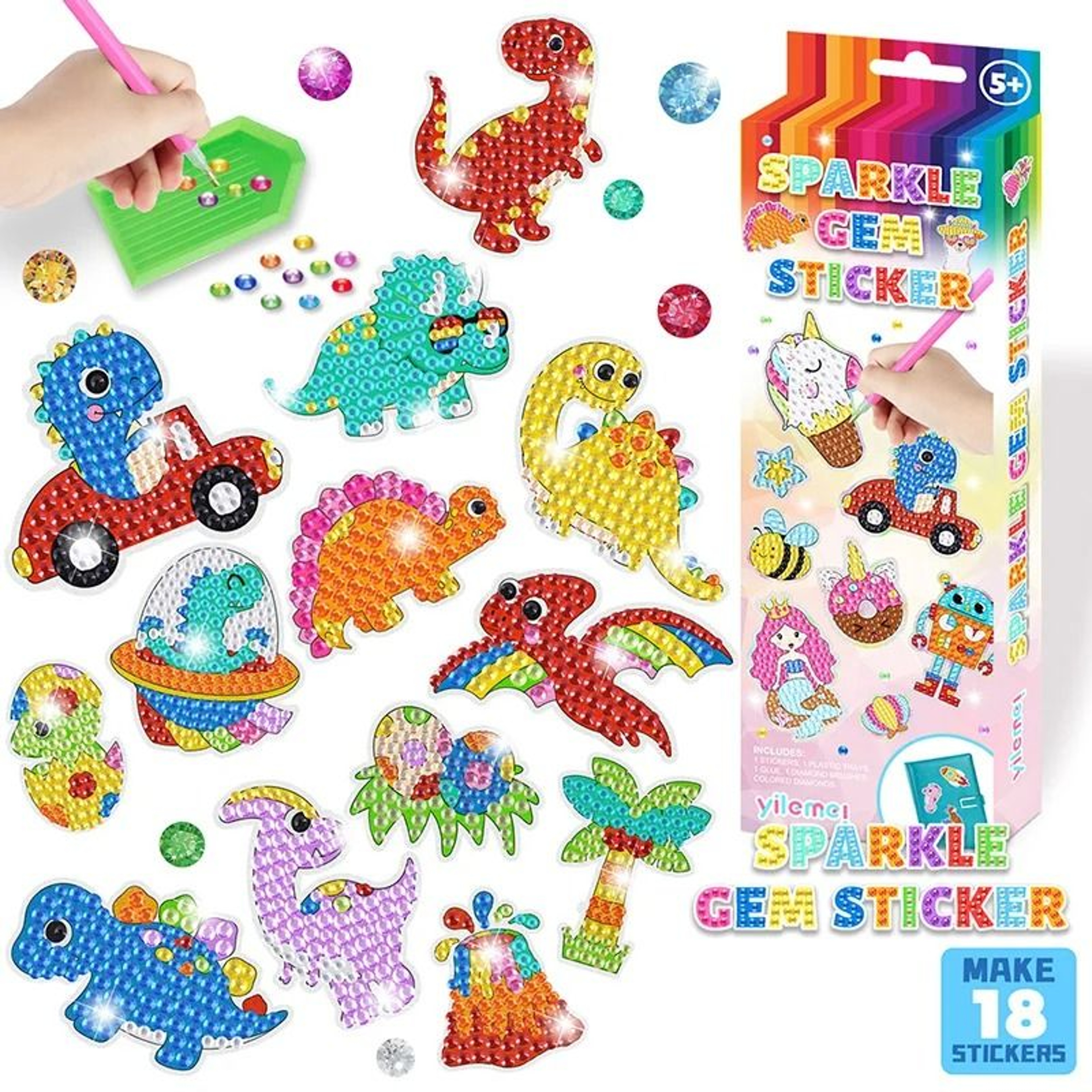 GEM 5D Diamond Painting Kit For Kids Handmade DIY Painting Tools Stickers Cute Art Crafts 9