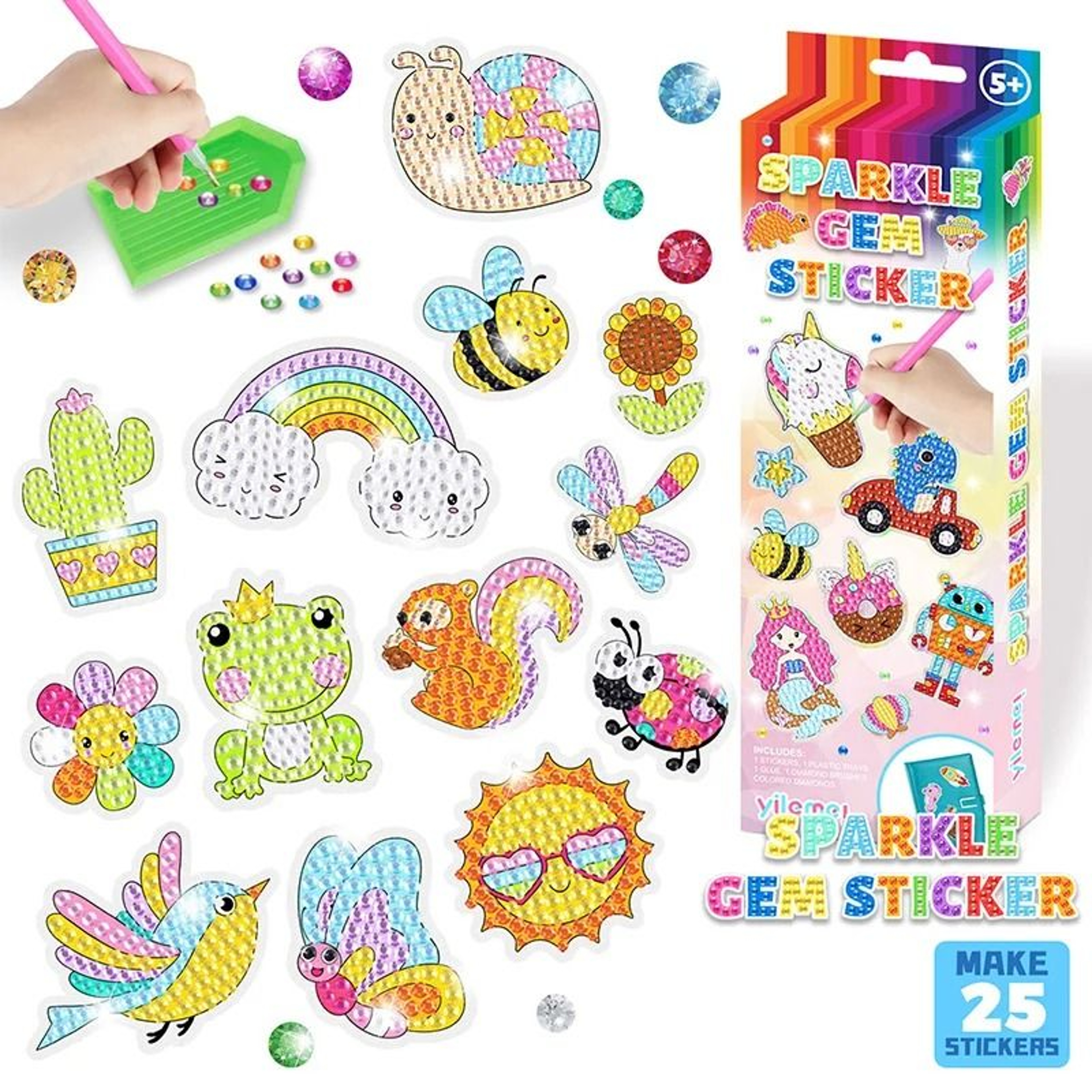 GEM 5D Diamond Painting Kit For Kids Handmade DIY Painting Tools Stickers Cute Art Crafts 8