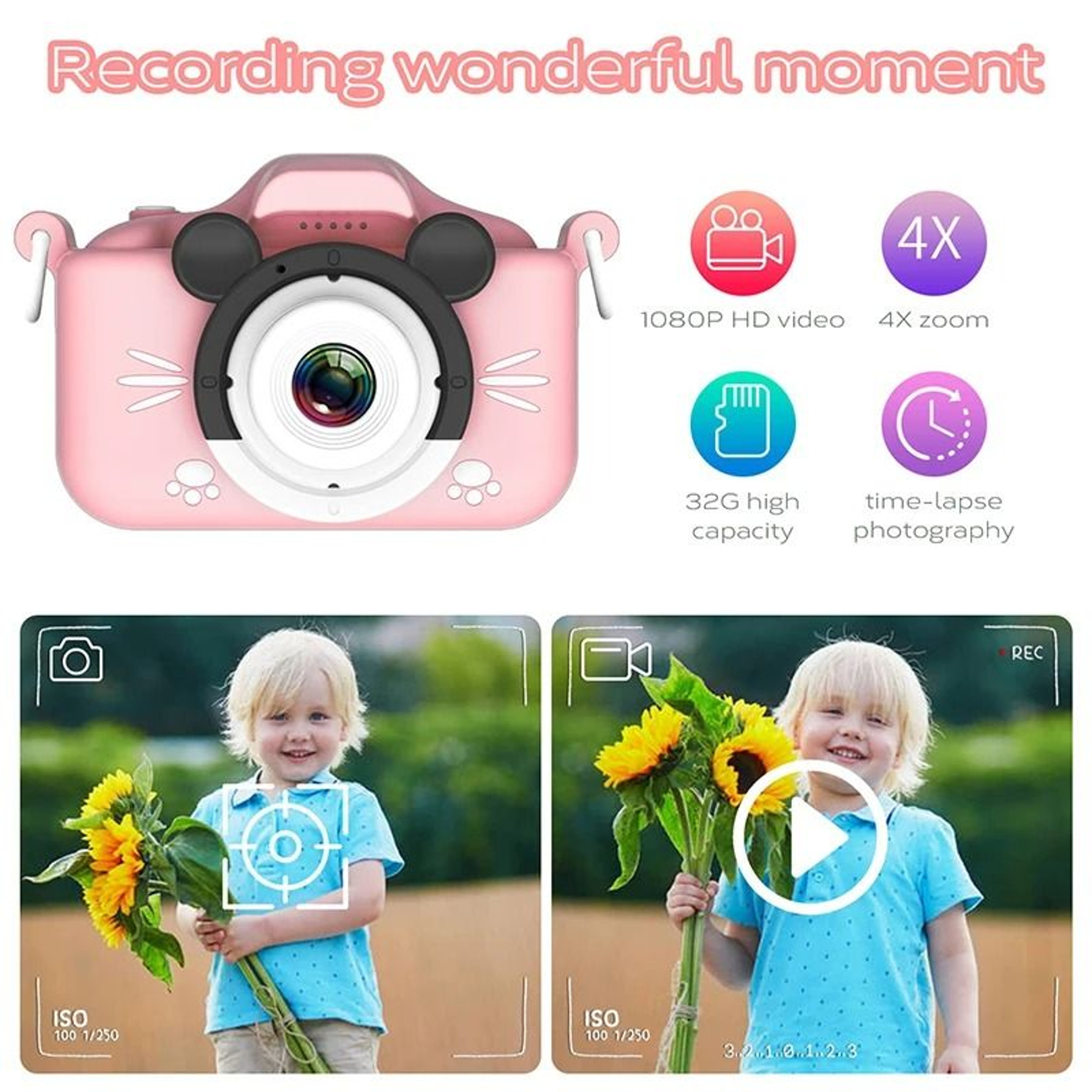 Kids Camera HD Digital Video Toddler Camera With Silicone Cover  32GB SD Card 1