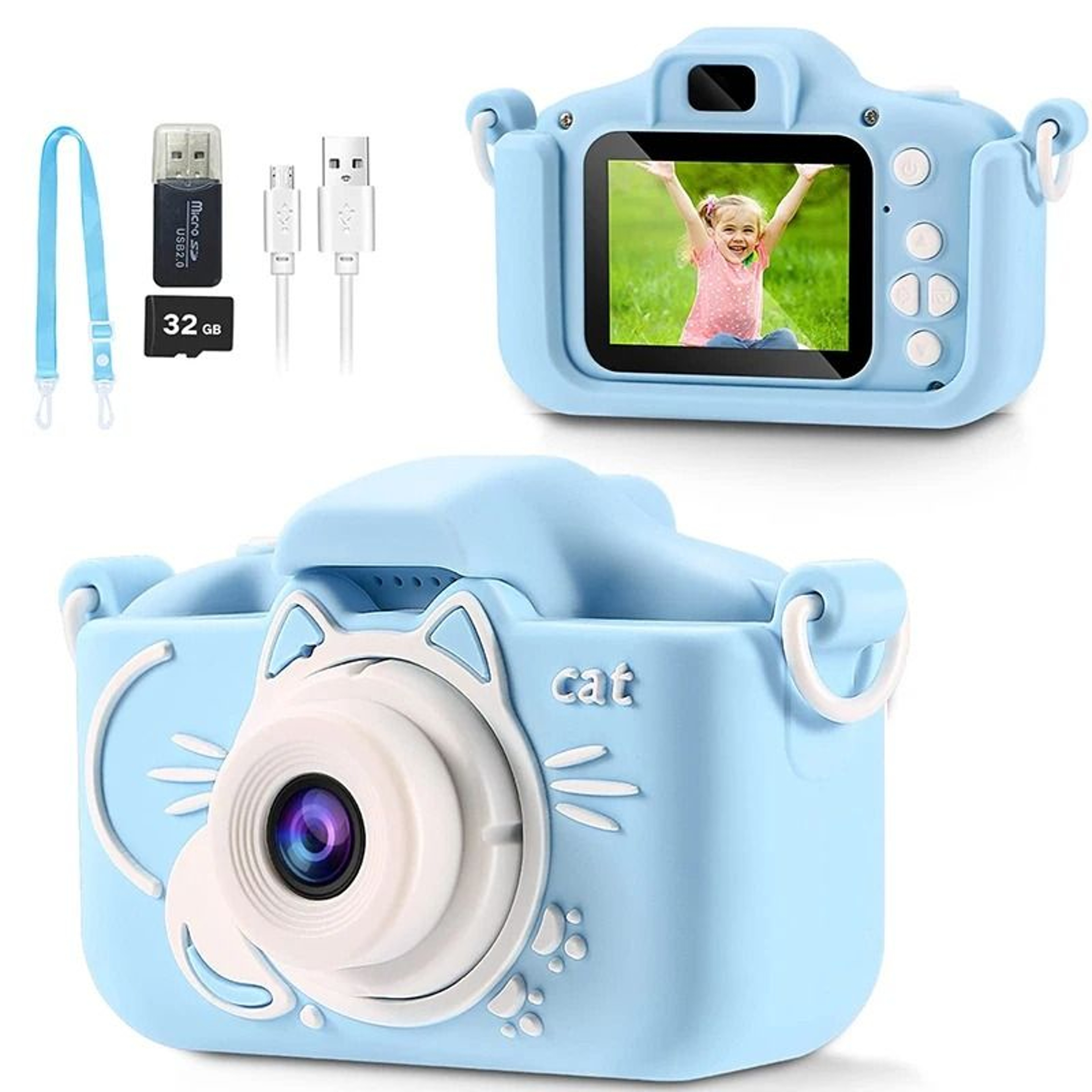 Kids Camera HD Digital Video Toddler Camera With Silicone Cover  32GB SD Card 8