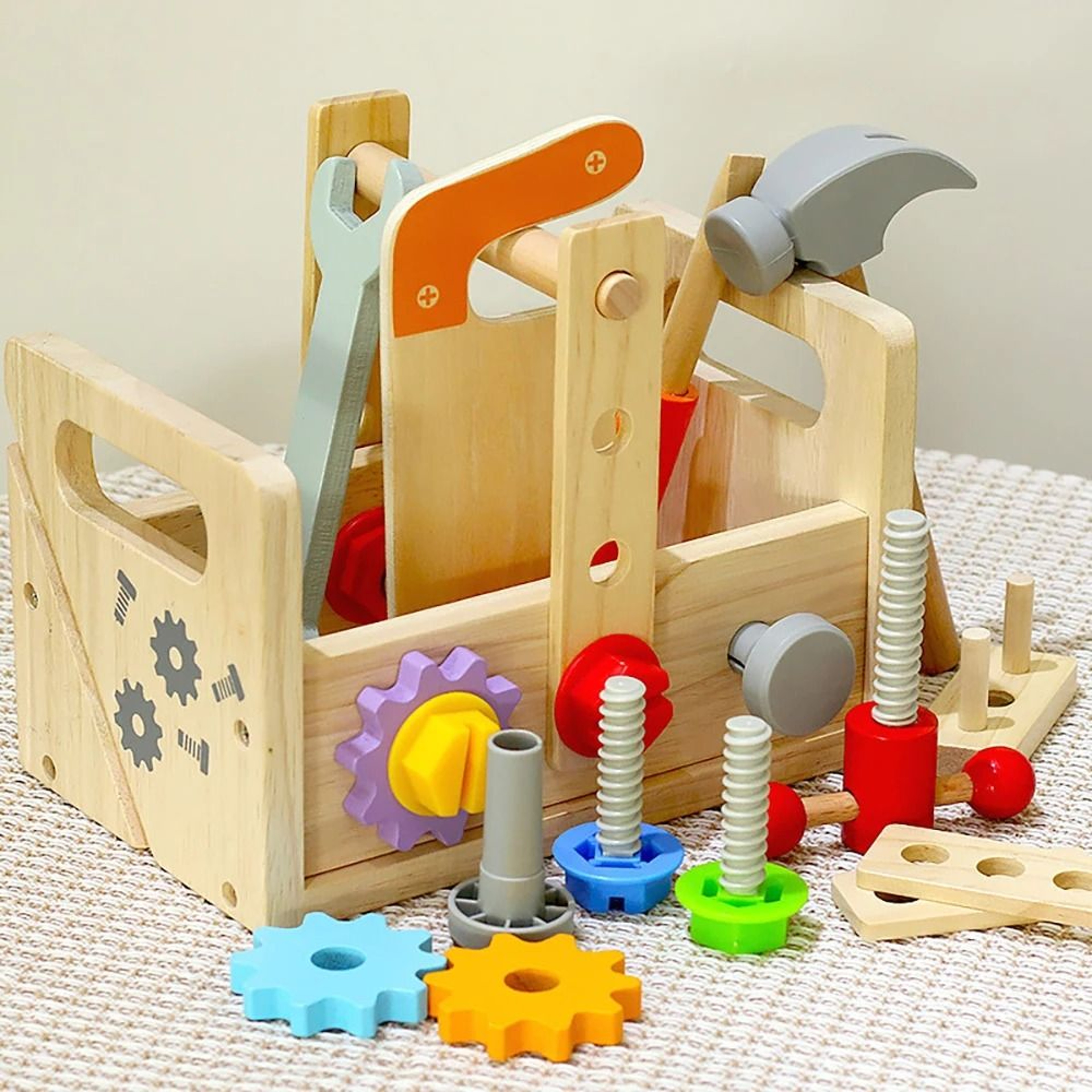 Kids Tool Bench Wooden Set Toys Montessori Workbench Construction STEM Educational Gifts 6