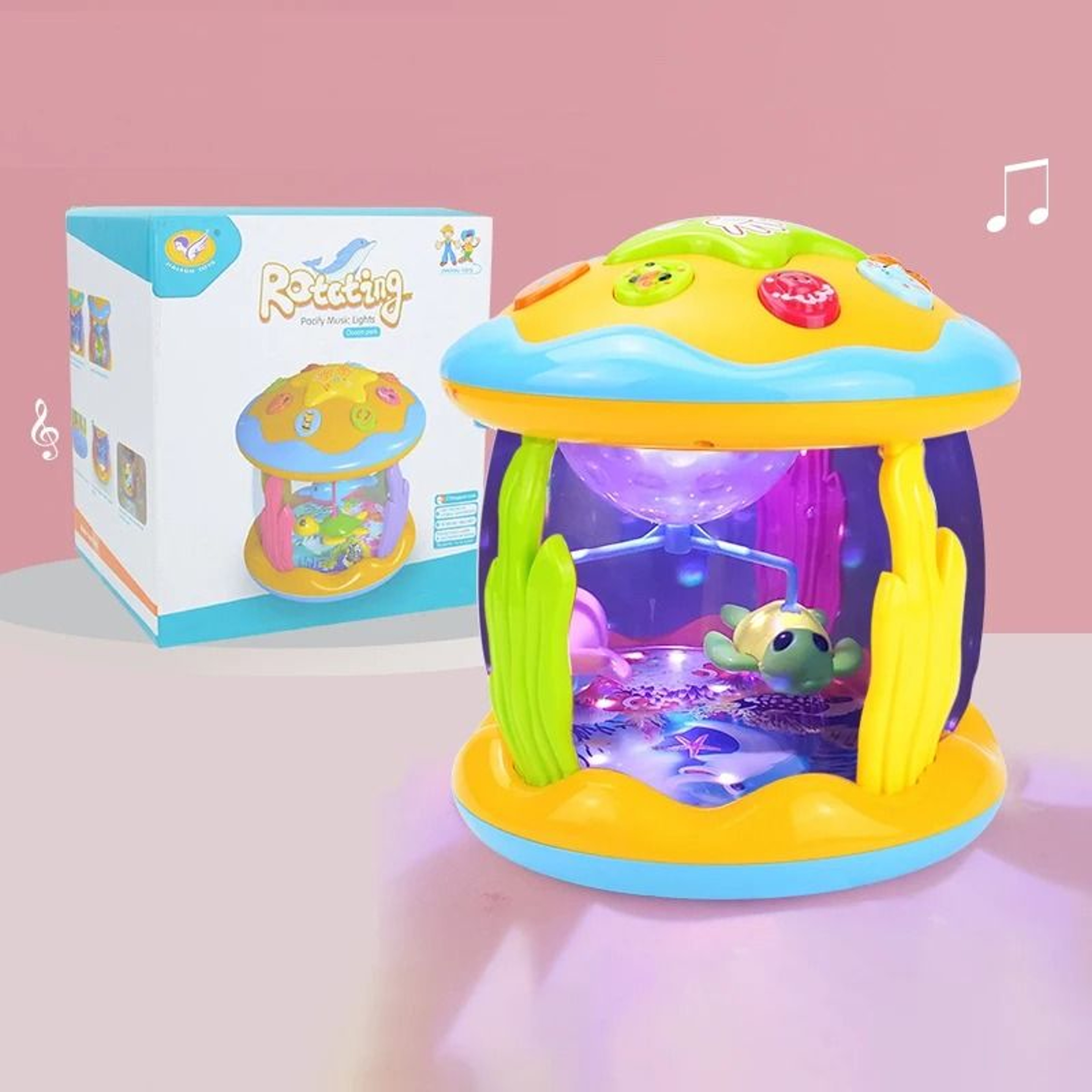 Baby 4 In 1 Tummy Time Crawling Toy Early Learning Sea Animals Sensory Musical Projector 6