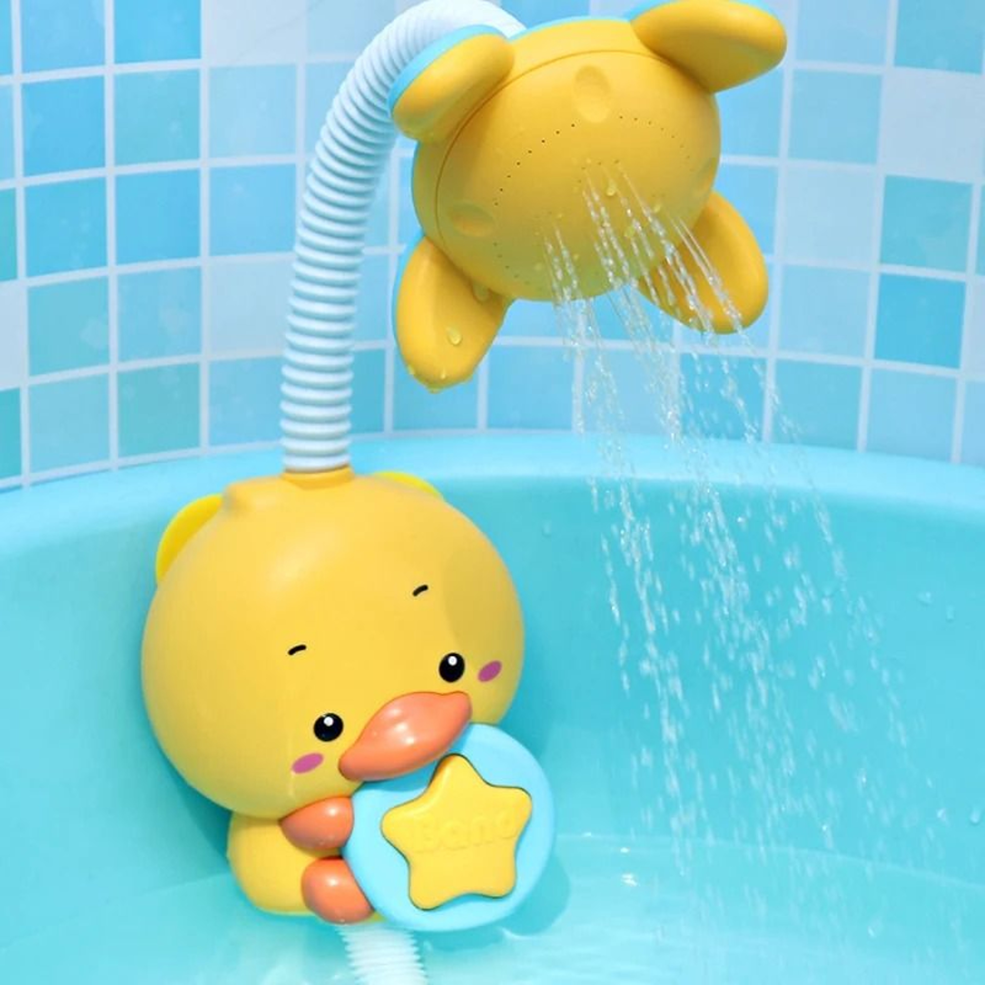 QWZ New Bath Toys Baby Water Game Duck Model Faucet Electric Water Spray Shower 1