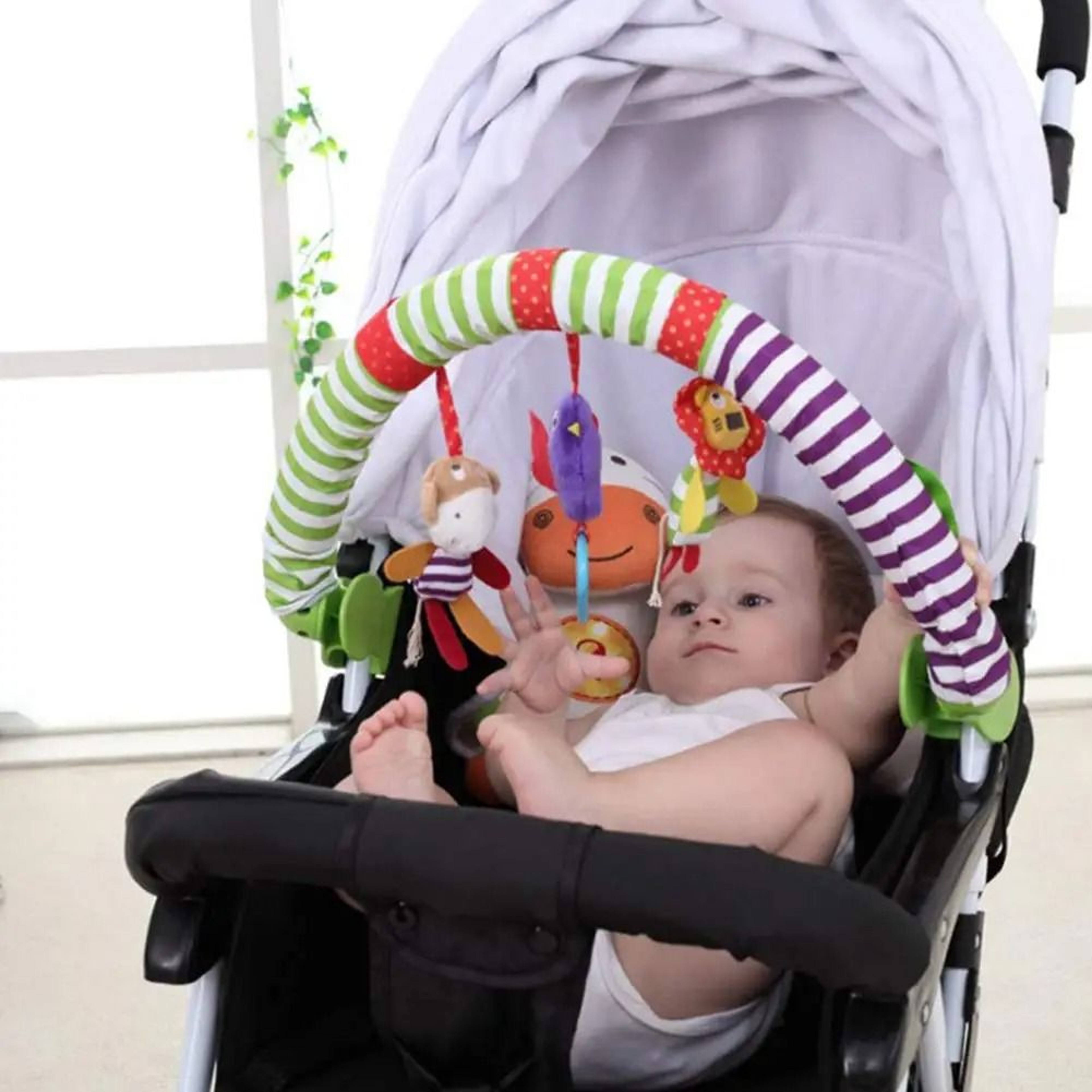 New Hanging Spiral Rattle Stroller Toy Soft Plush Crib Car Seat Lathe Activity Toy 2
