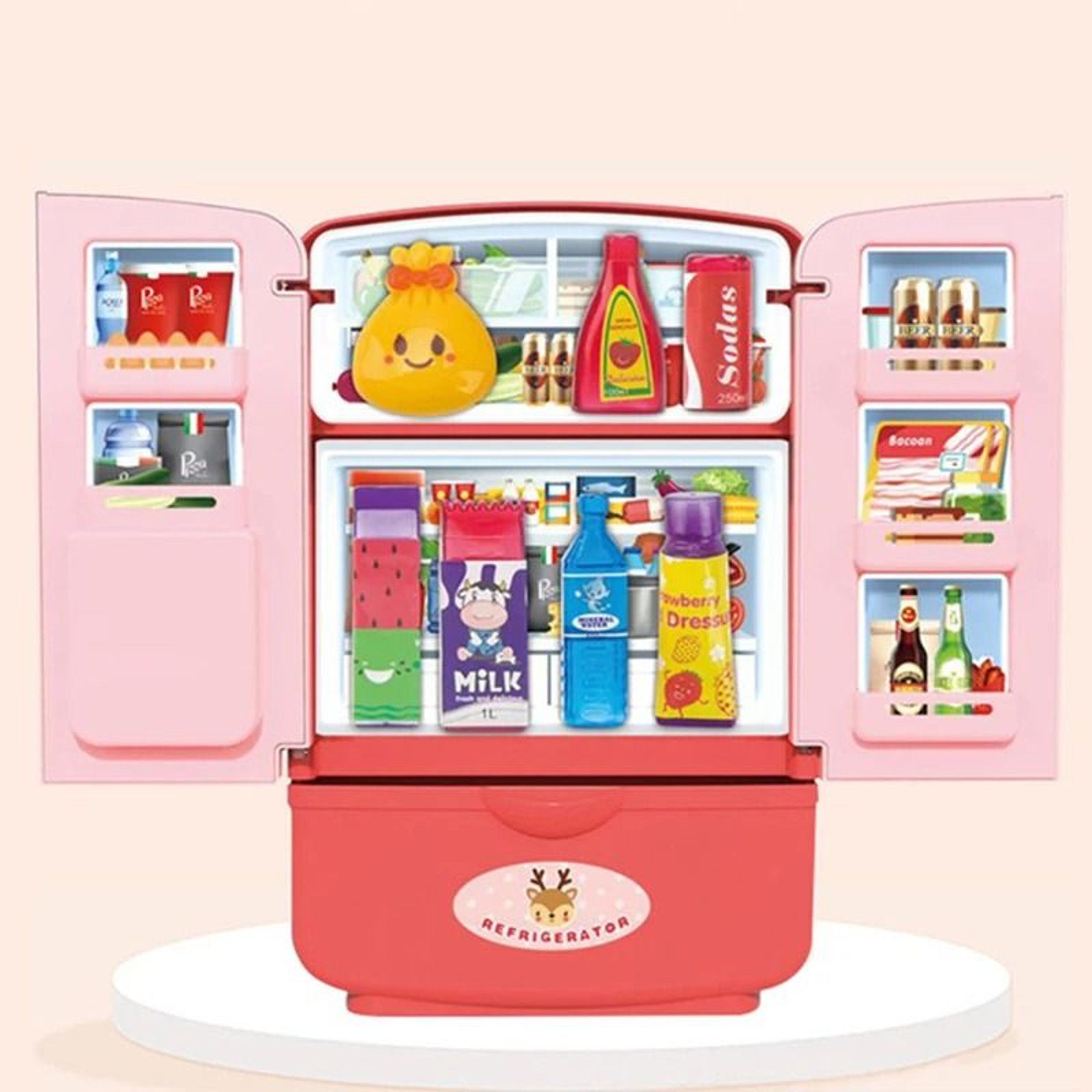 New Kids Toy Simulation Fridge Refrigerator Accessories Pretend Play Kitchen Set 3