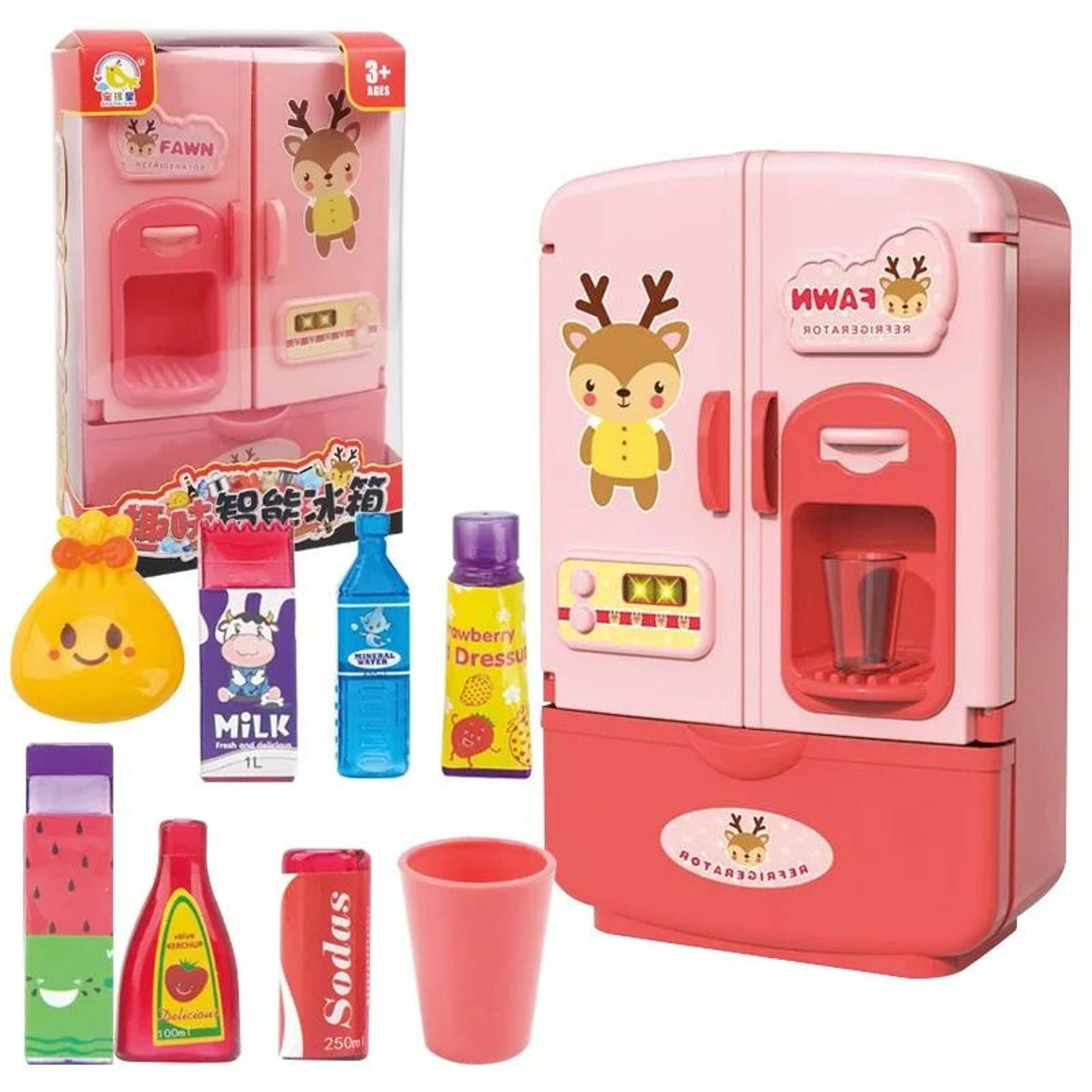 New Kids Toy Simulation Fridge Refrigerator Accessories Pretend Play Kitchen Set 6