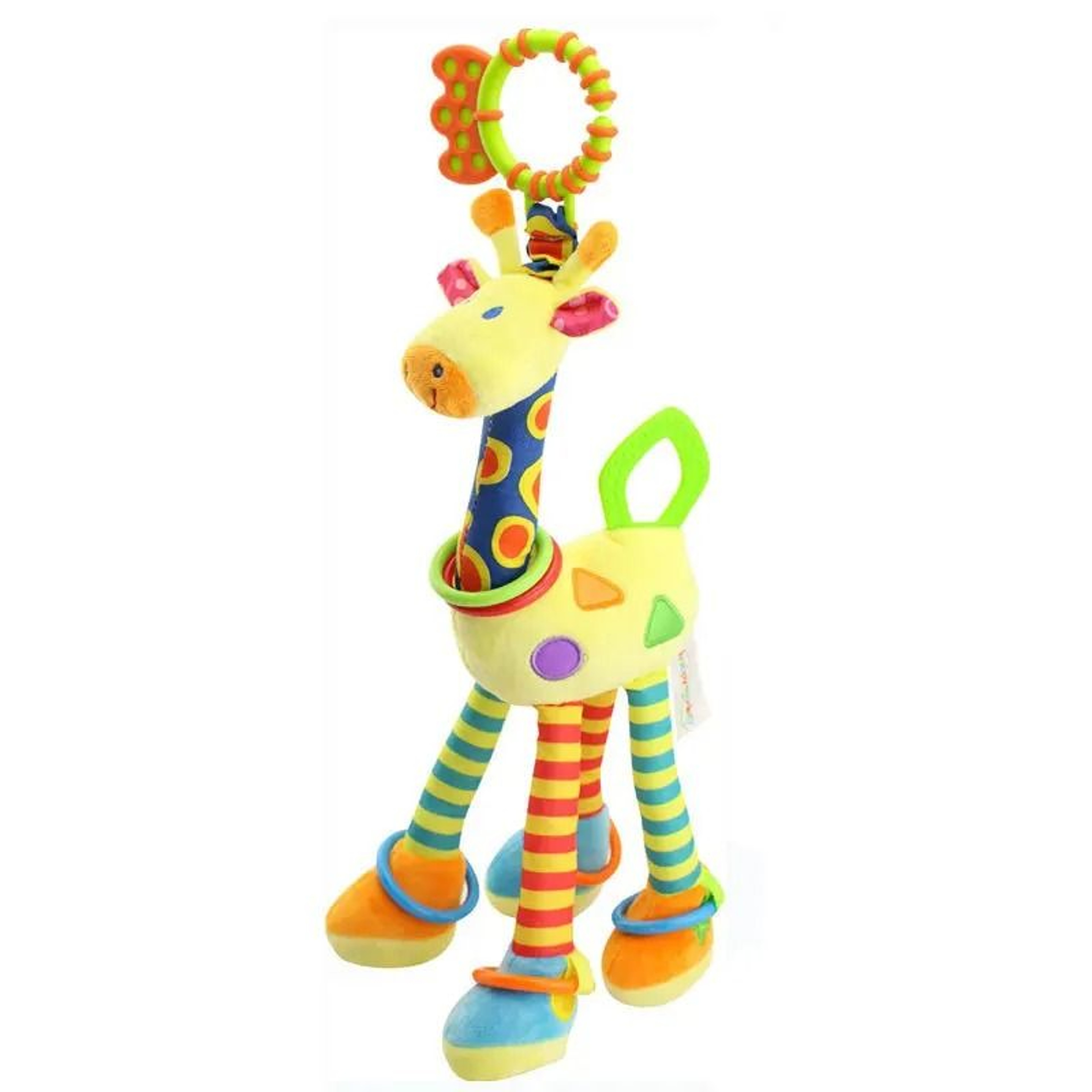 New Soft Cute Giraffe Animal Handbells Rattles Plush Infant Handle Toy With Teether 6