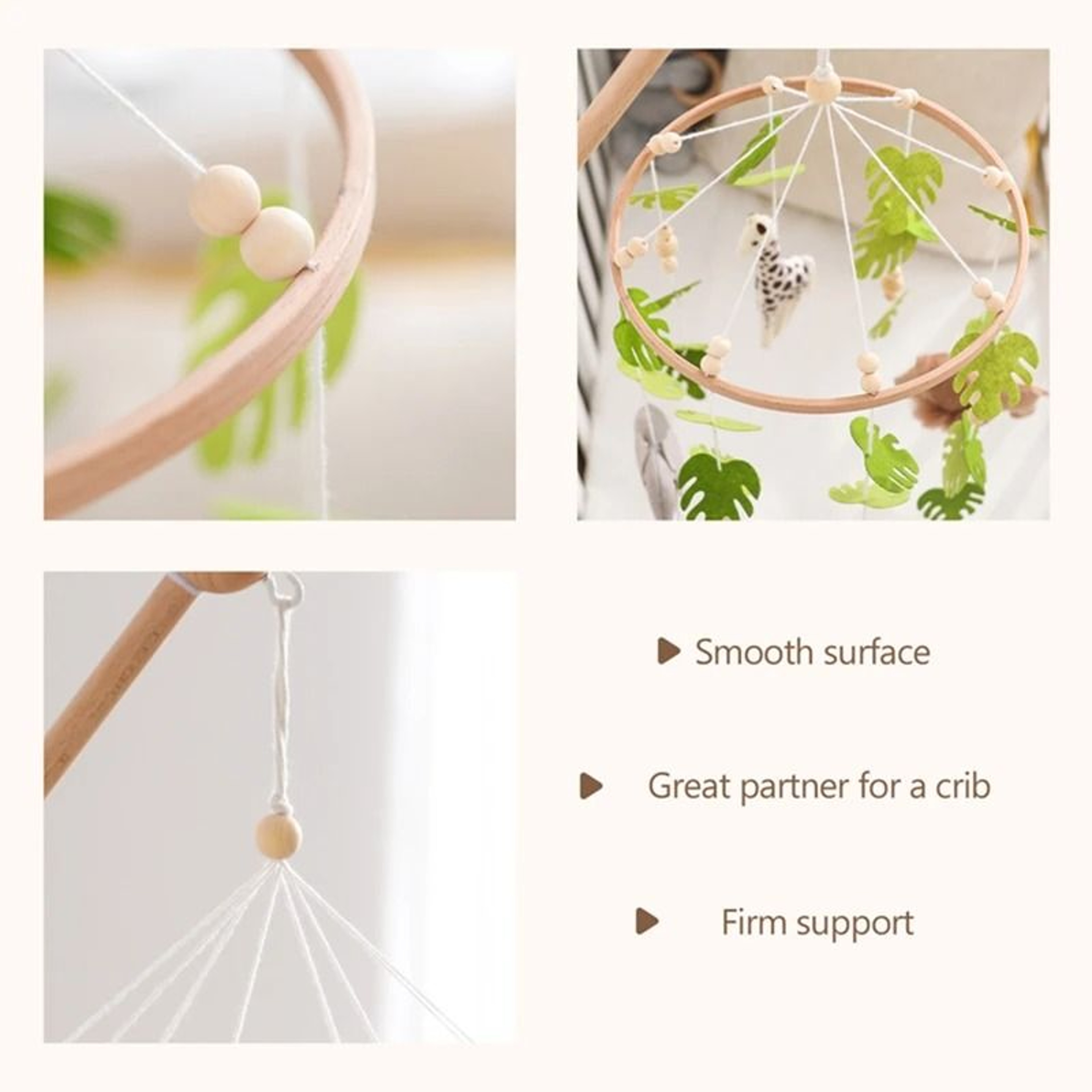 Baby Crib Mobile Rattle Toy Cartoon Felt Forest Animal Bed Bell With Wooden Bracket 4