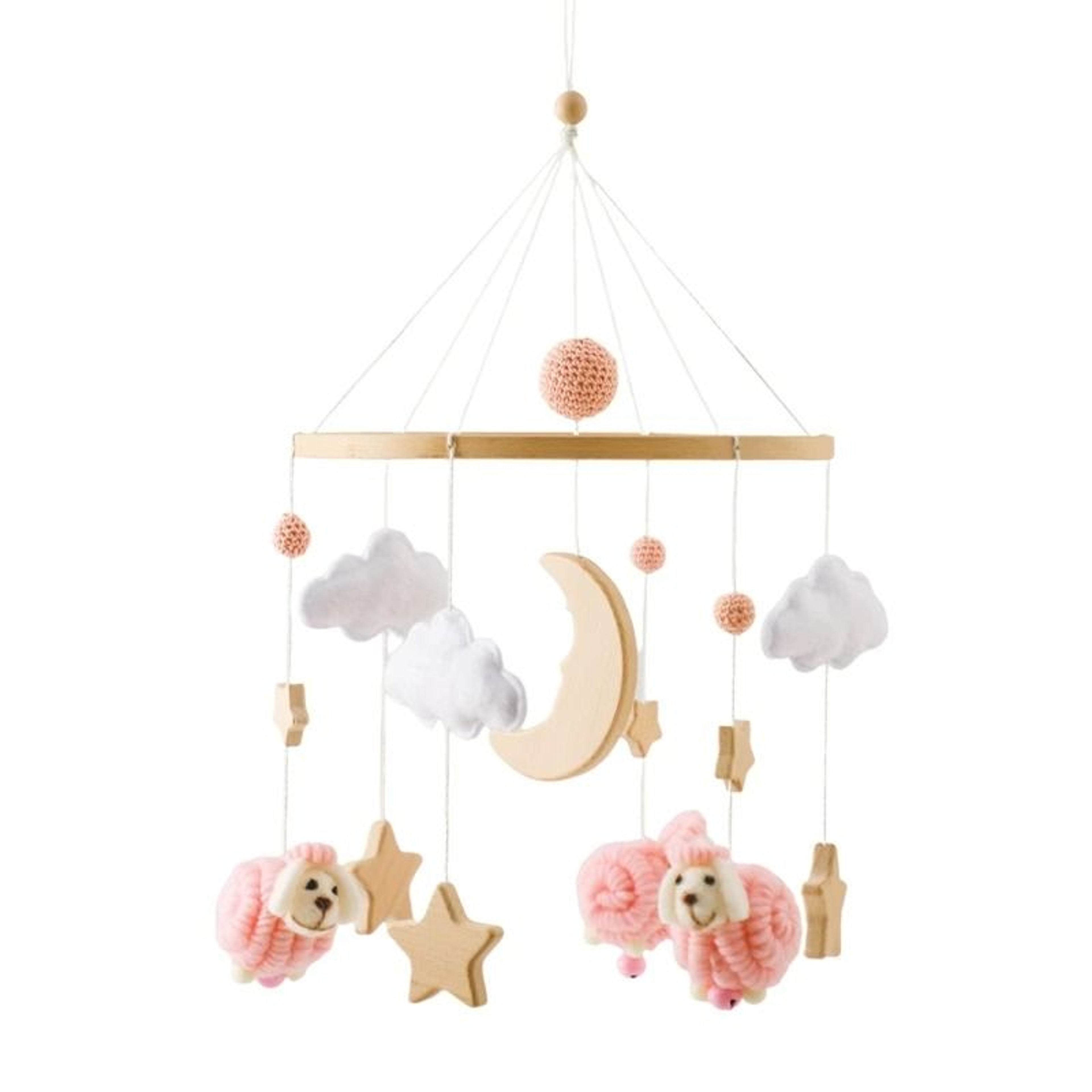 Baby Crib Mobile Rattle Toy Cartoon Felt Forest Animal Bed Bell With Wooden Bracket 8