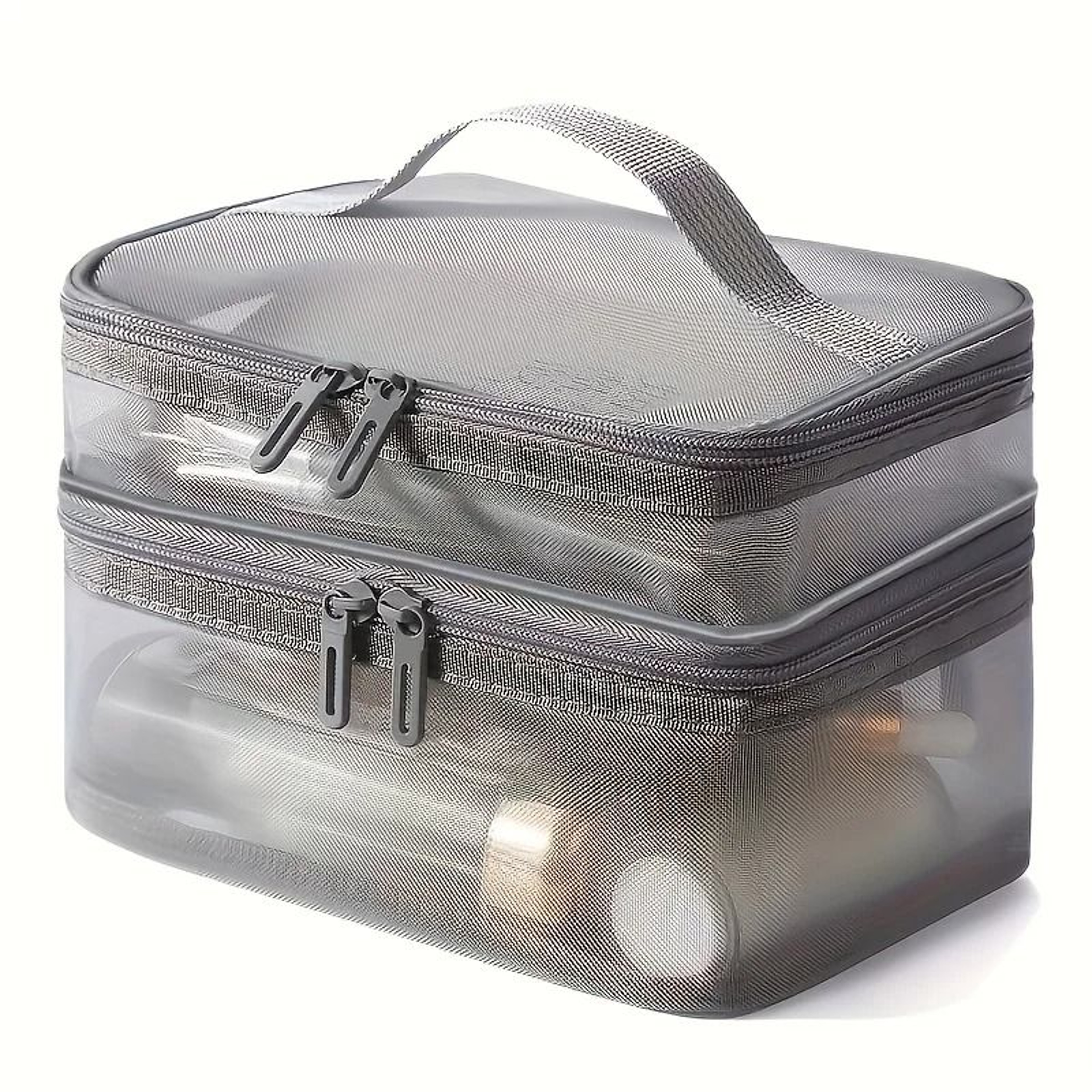 DoubleLayer Makeup Bag Large Capacity Portable Mesh Cosmetic Organizer For Travel 2