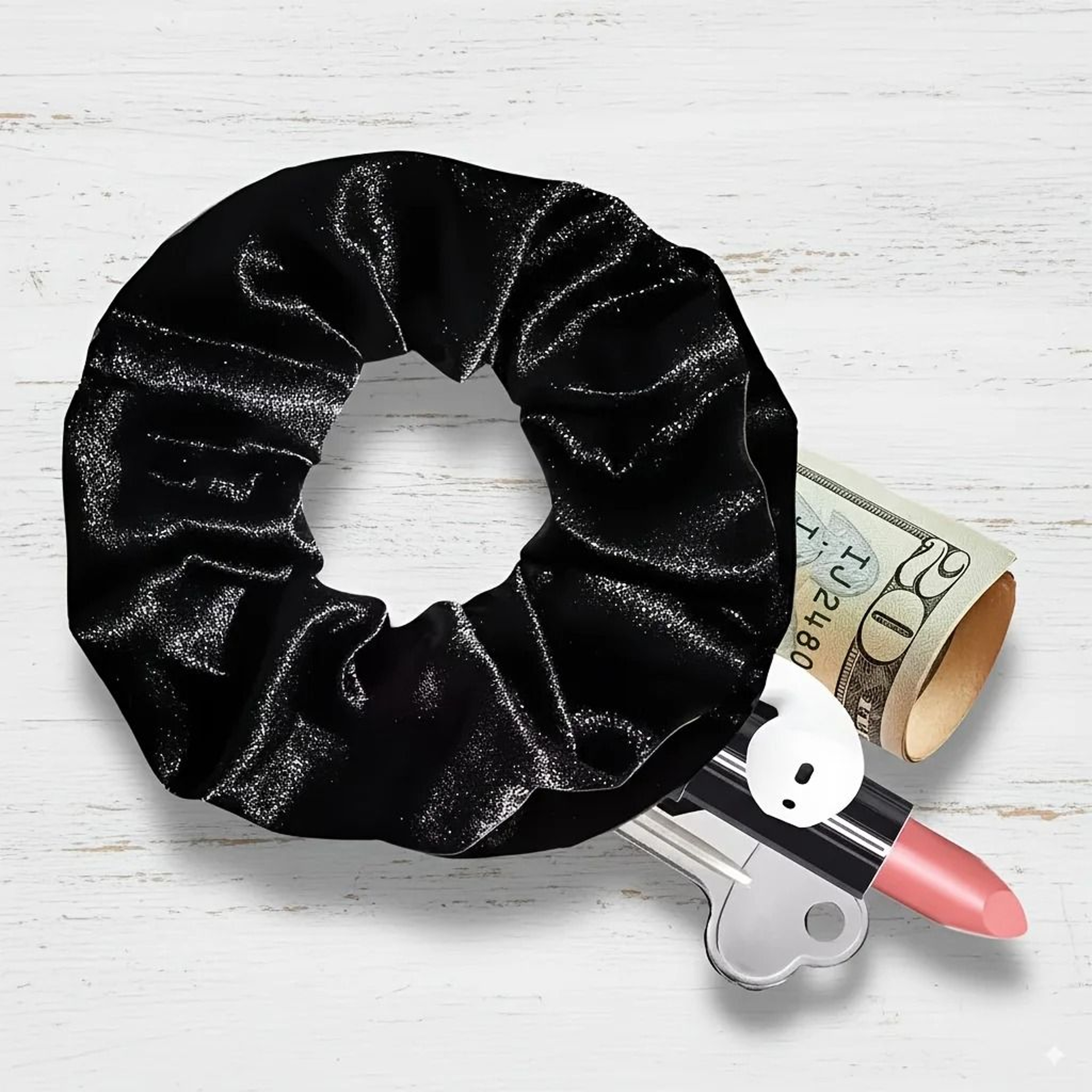 1pc Portable Hidden Safe Secret Hair Tie  Discreet Zipper Storage Scrunchie 5