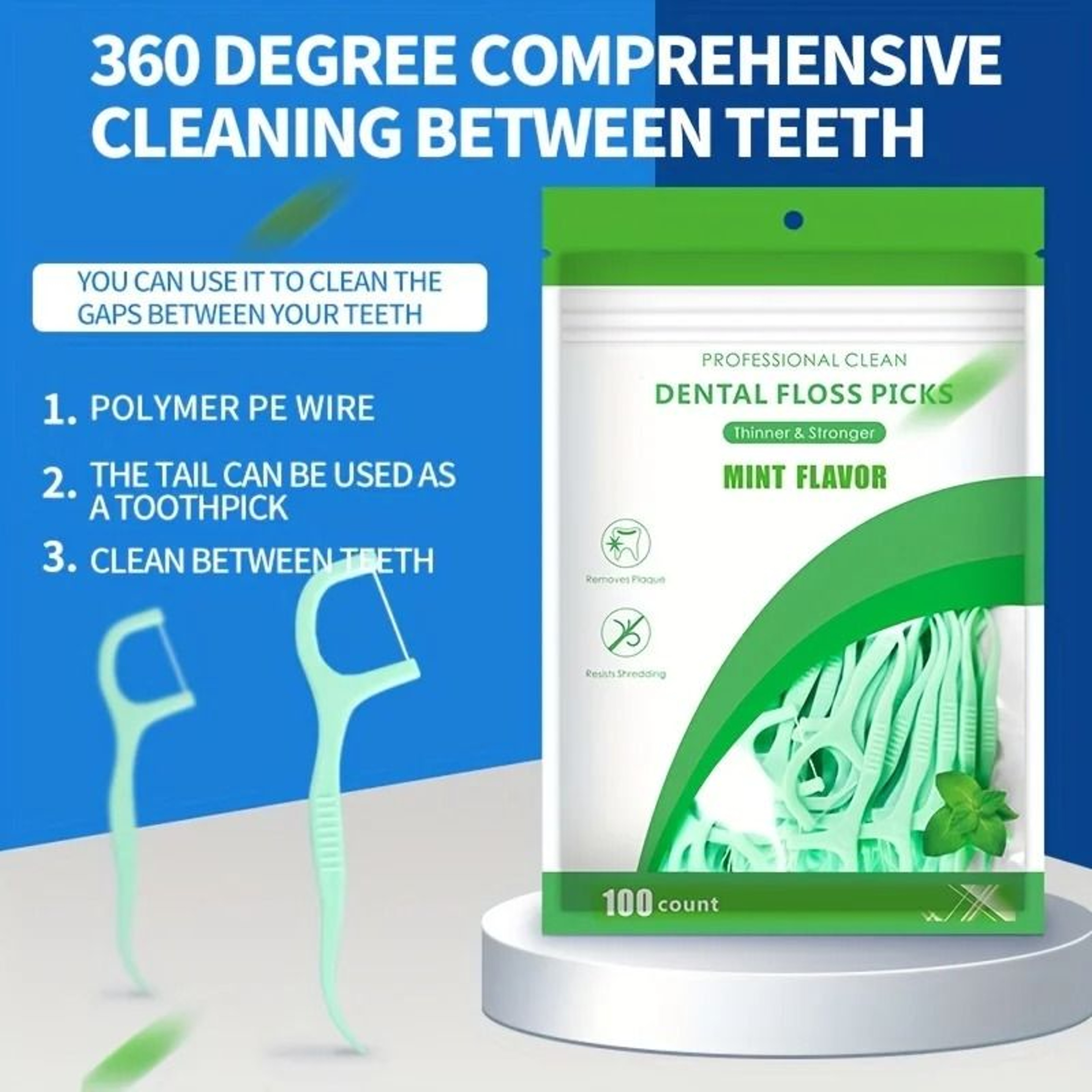 100Count UltraFine Mint Flavored Dental Floss Picks  Professional Clean  Safe Toothpick Sticks 1