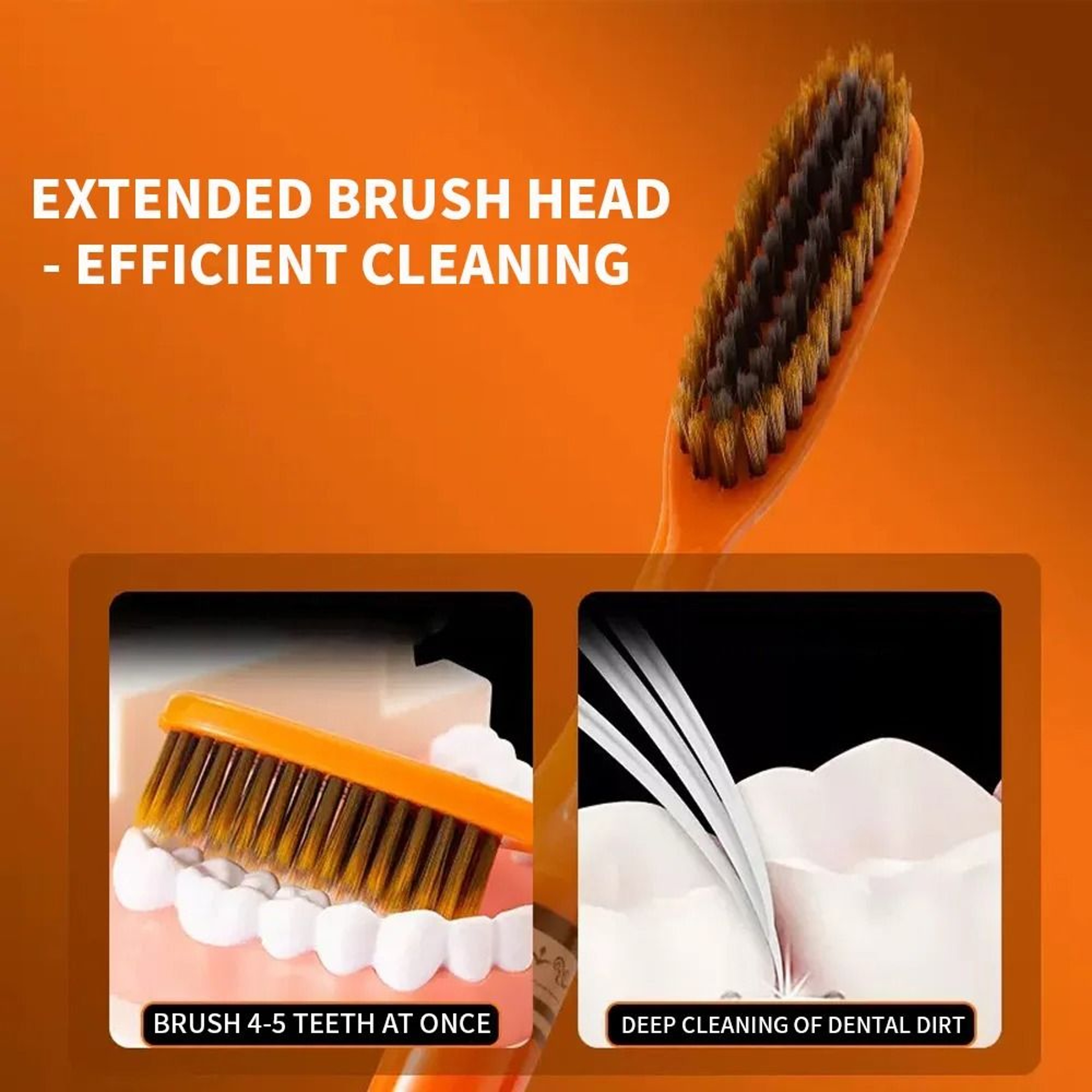 6Pack HighGrade Orange Light Luxury Toothbrush  Deep Cleaning Oral Care For Adults 1