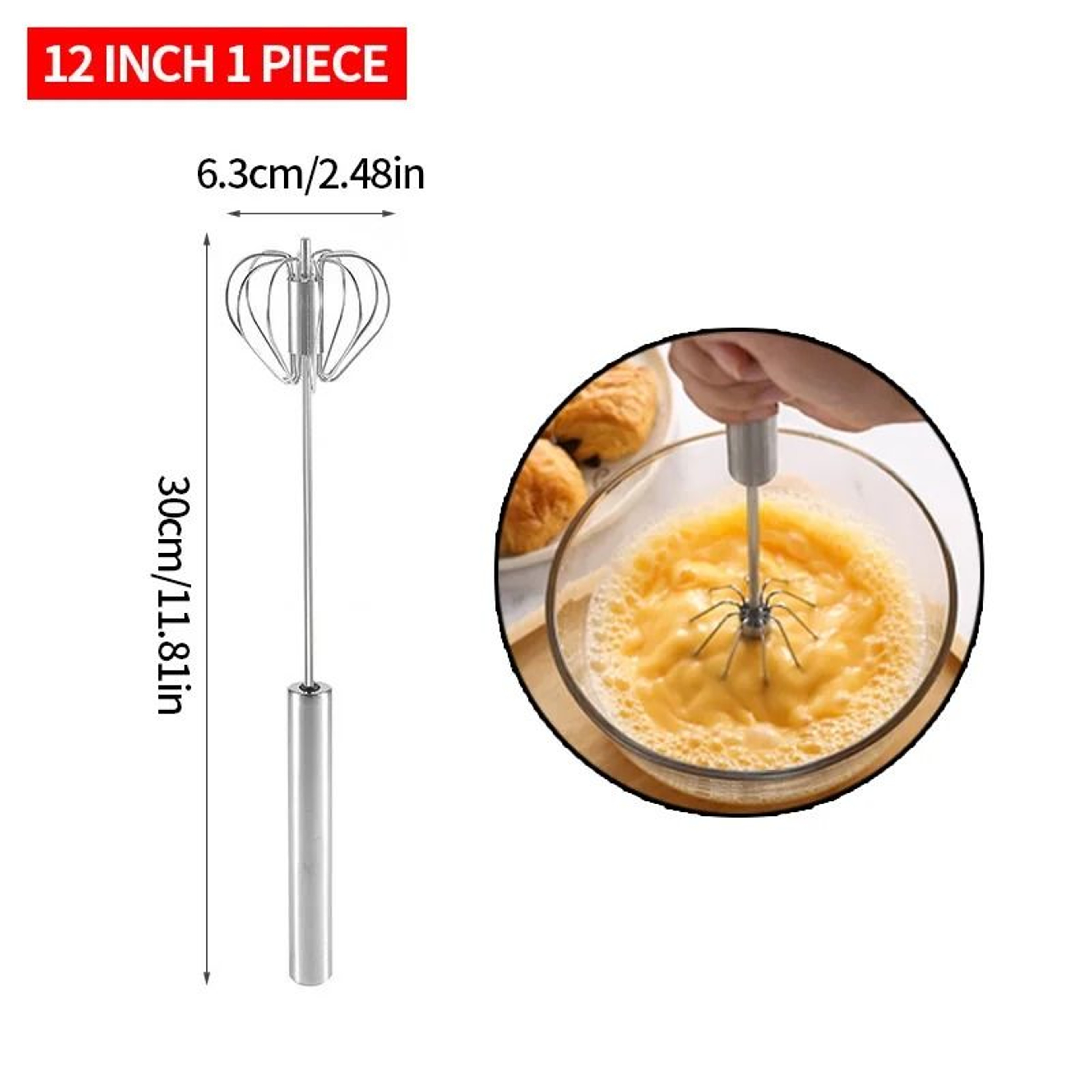 SemiAutomatic Rotating Egg Beater  Manual Hand Cream  Egg Mixer Baking Tool 6