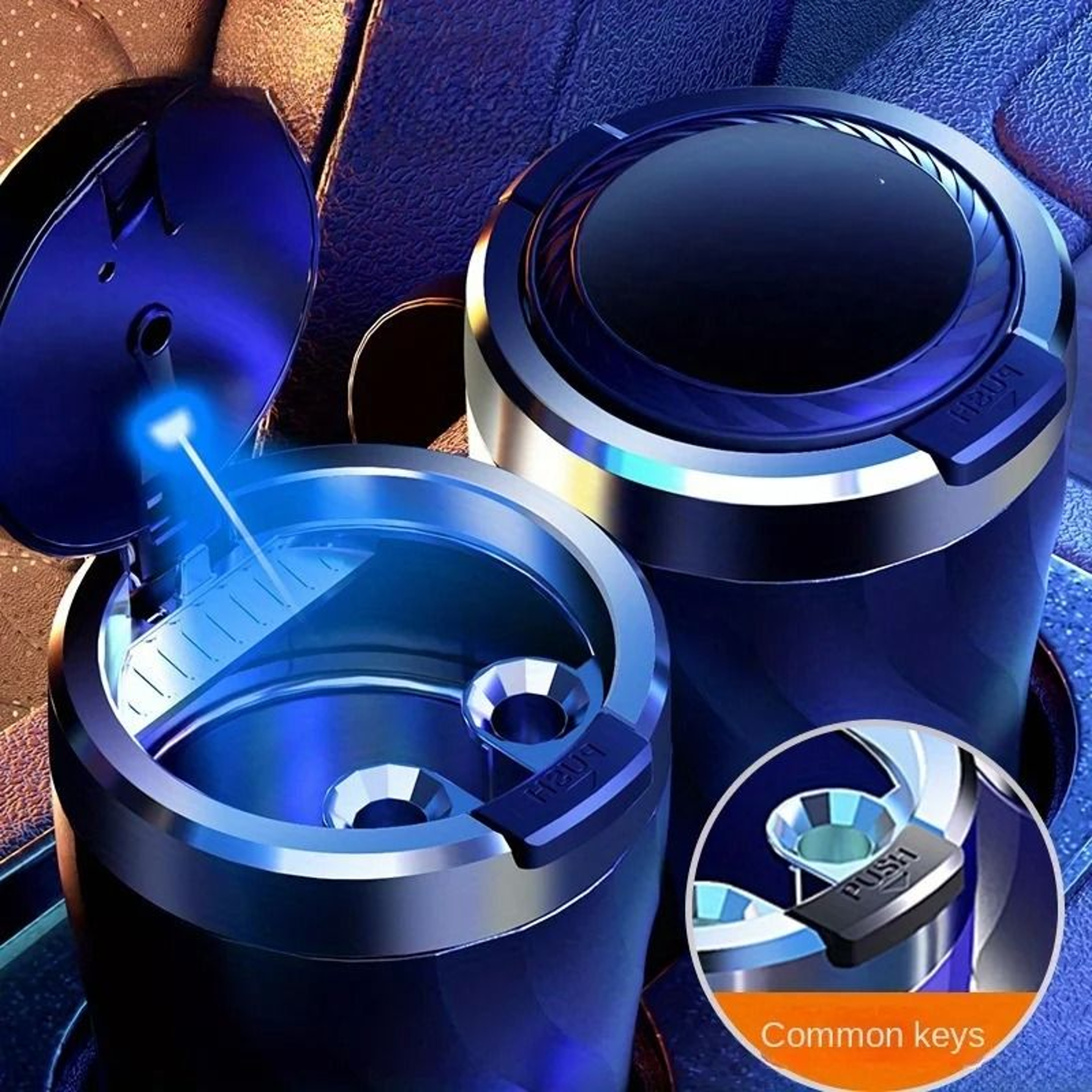 Premium Car LED Ashtray  Large Capacity MetalLined Interior Trash Bin 3