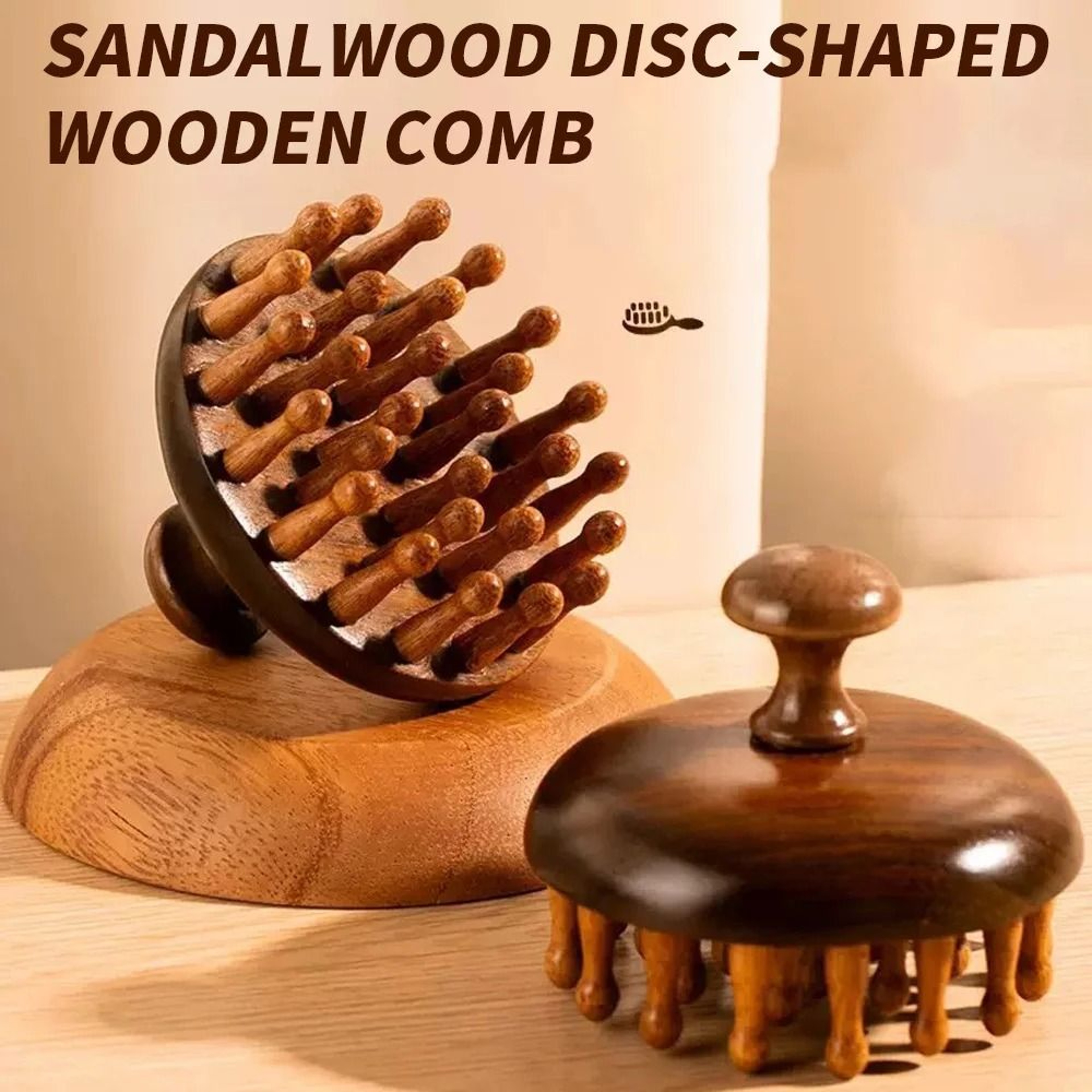 1pc Disc Wooden Scalp  Head Massager  Natural Hair Meridian Massage Comb 0