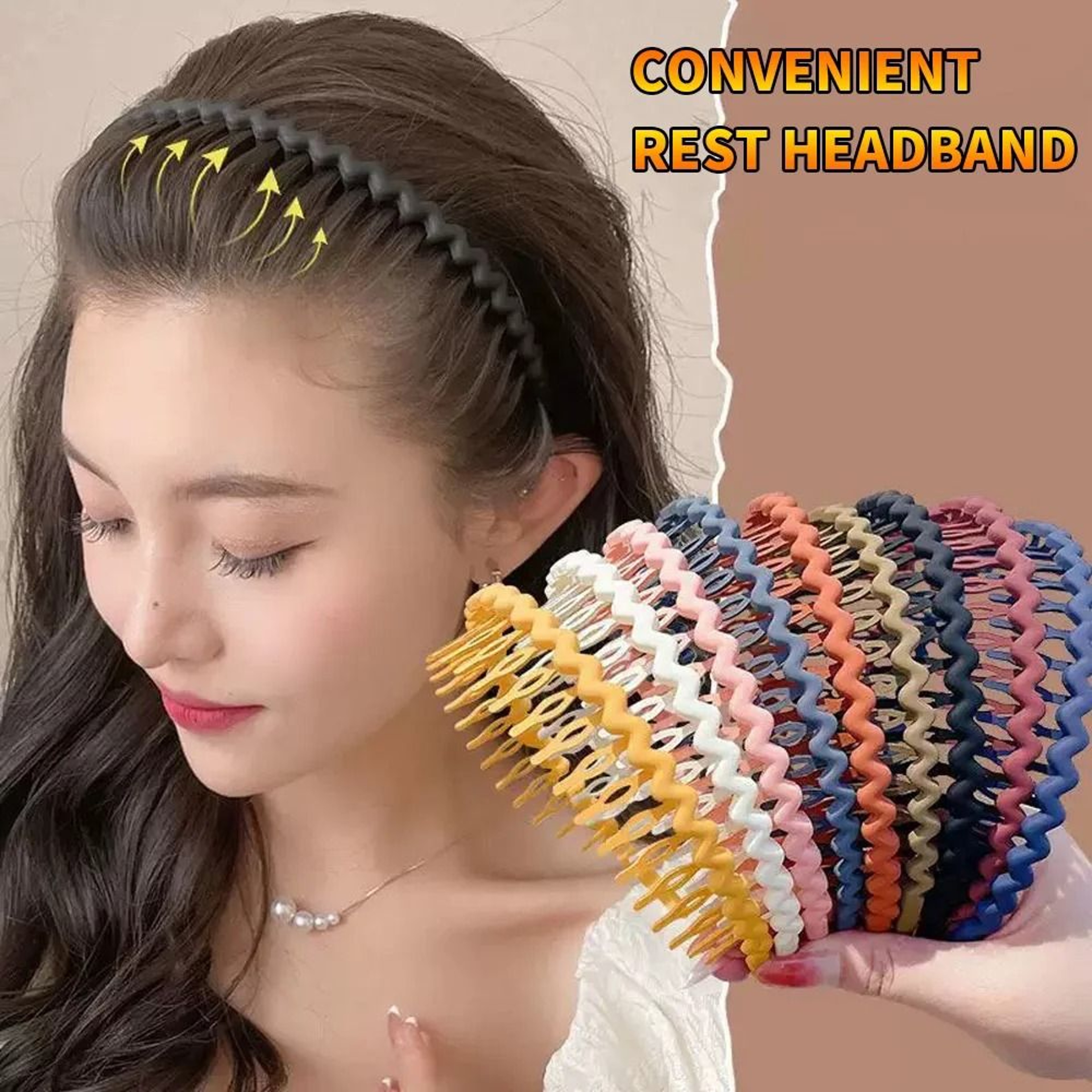 Fashion Wave Toothed Headband  Solid Color NonSlip Hair Band For Sports  Face Wash 1