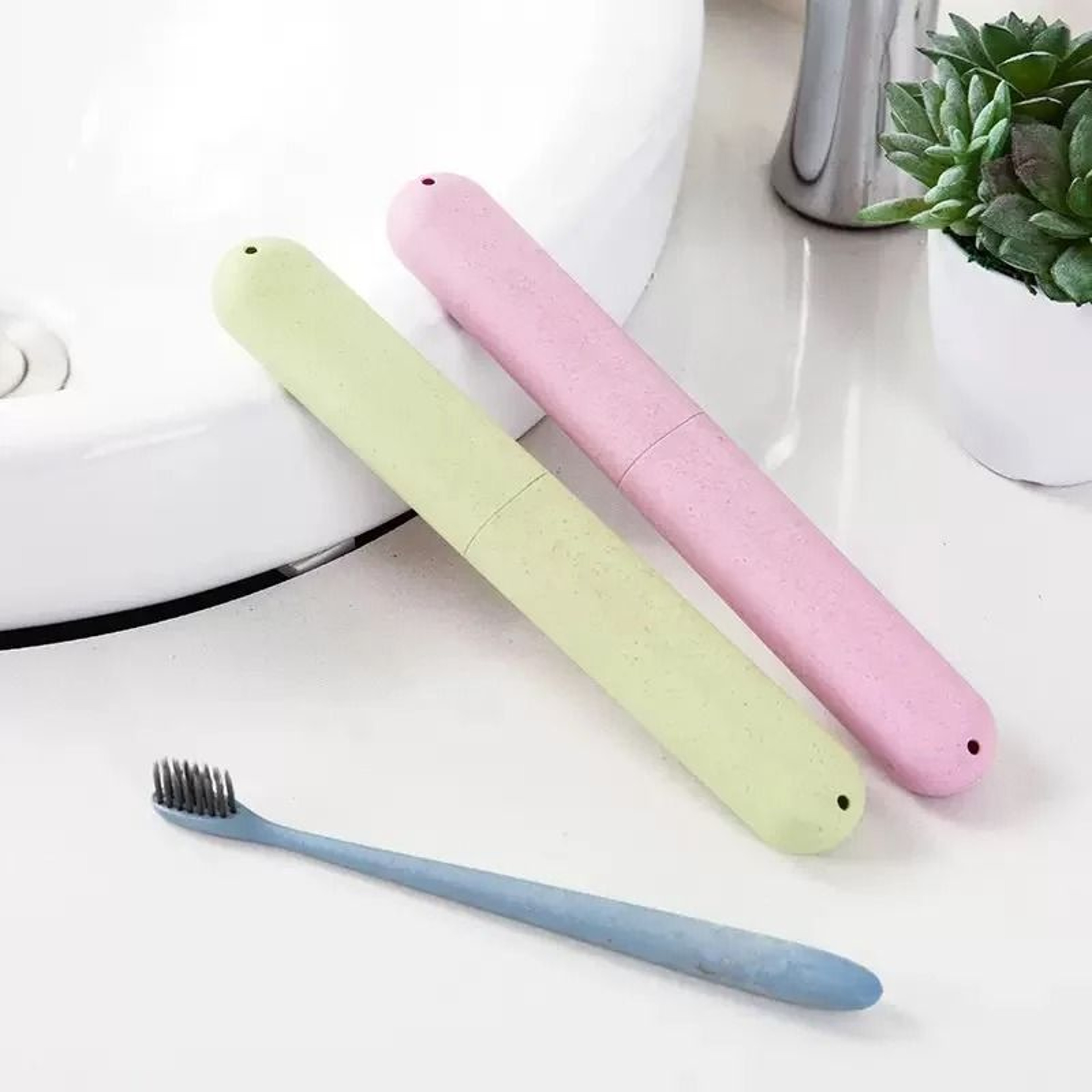 4PCS2PCS1PC Wheat Straw Travel Toothbrush Case  EcoFriendly Portable Storage Container 3