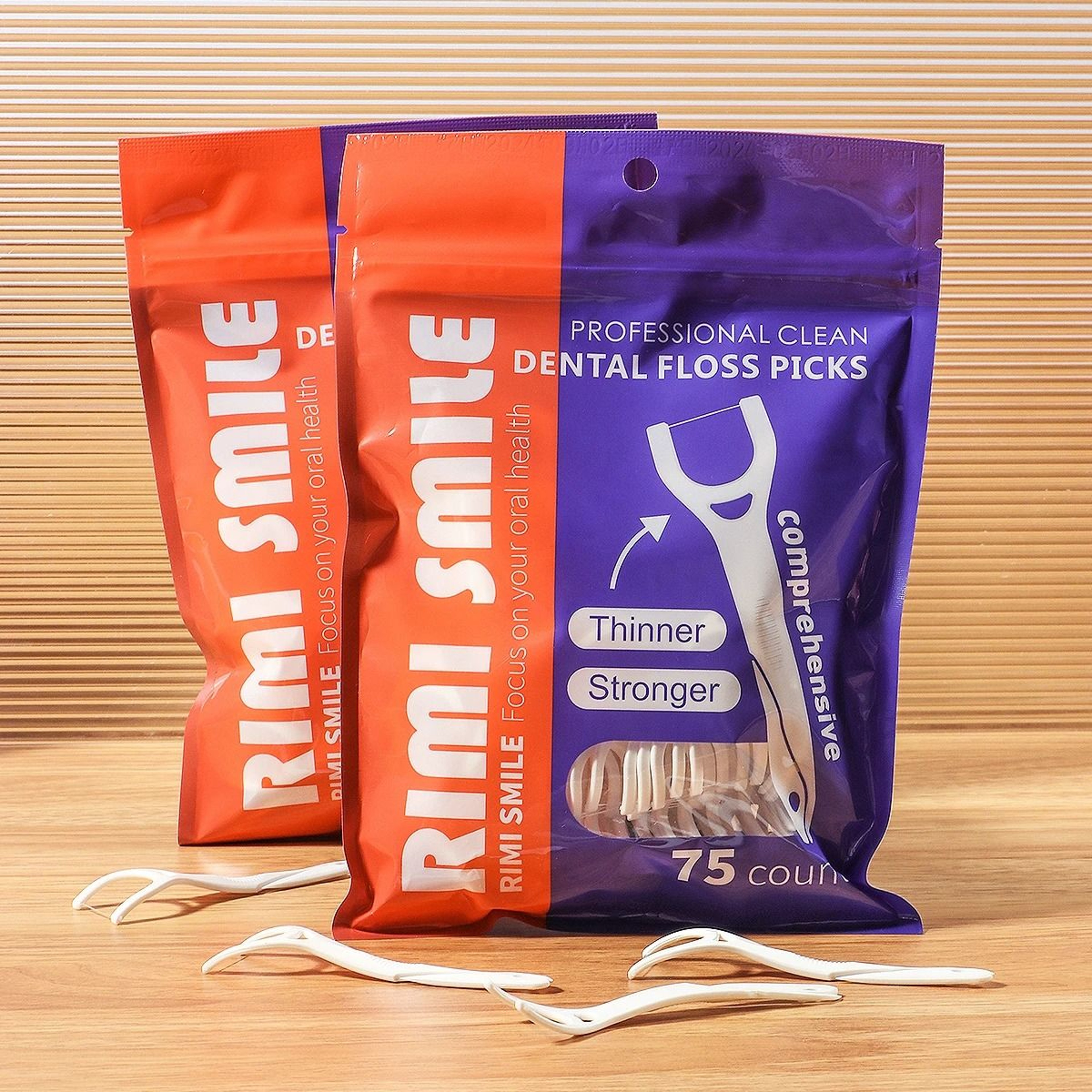 75PCS Professional Dental Floss Picks  HighTenacity Posterior Floss Rods 5