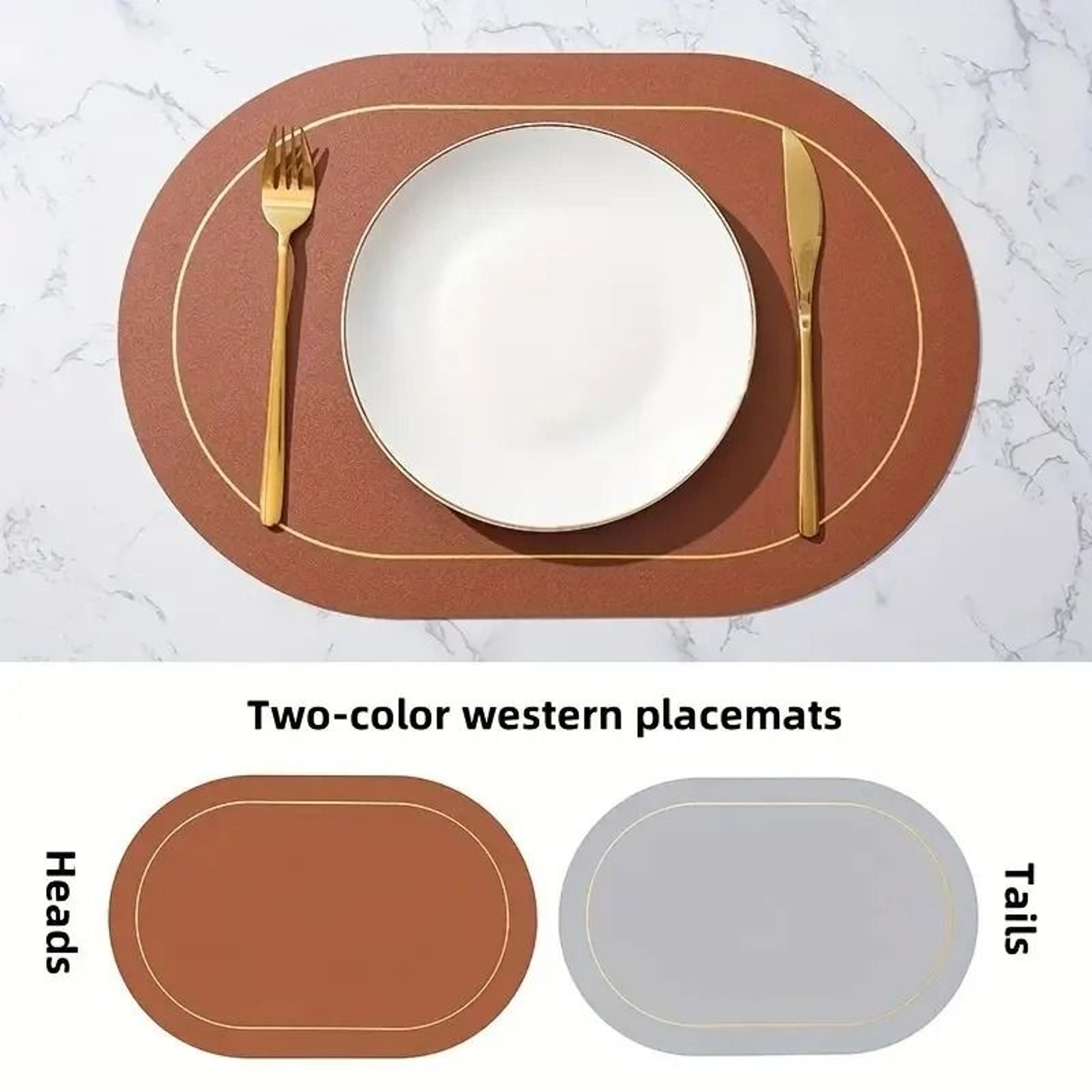 Premium Leather Table Placemats Set  HeatResistant  Waterproof Dining Decor 6