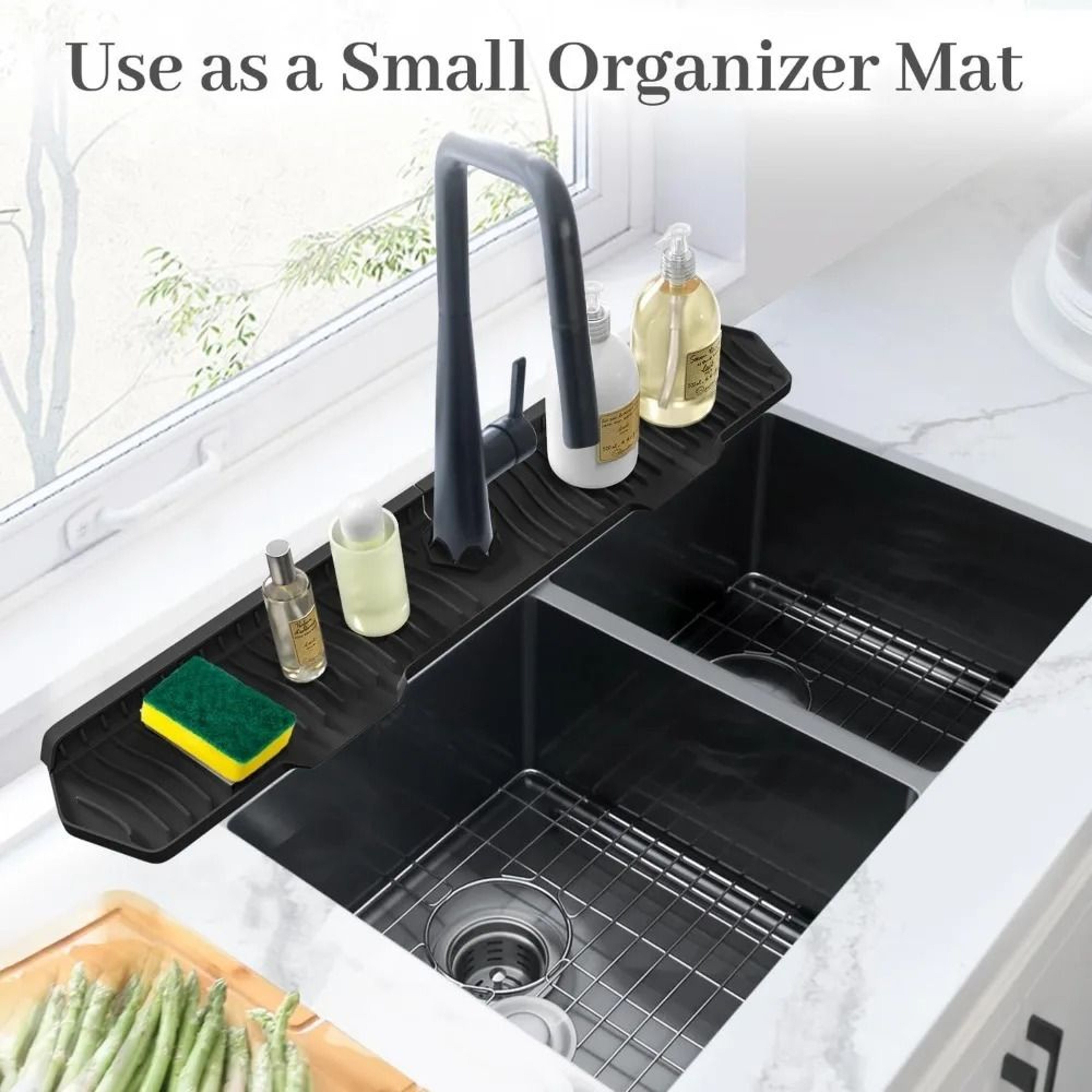 Premium Silicone Kitchen Sink Splash Guard  Draining Mat  Faucet Sink Protector 2