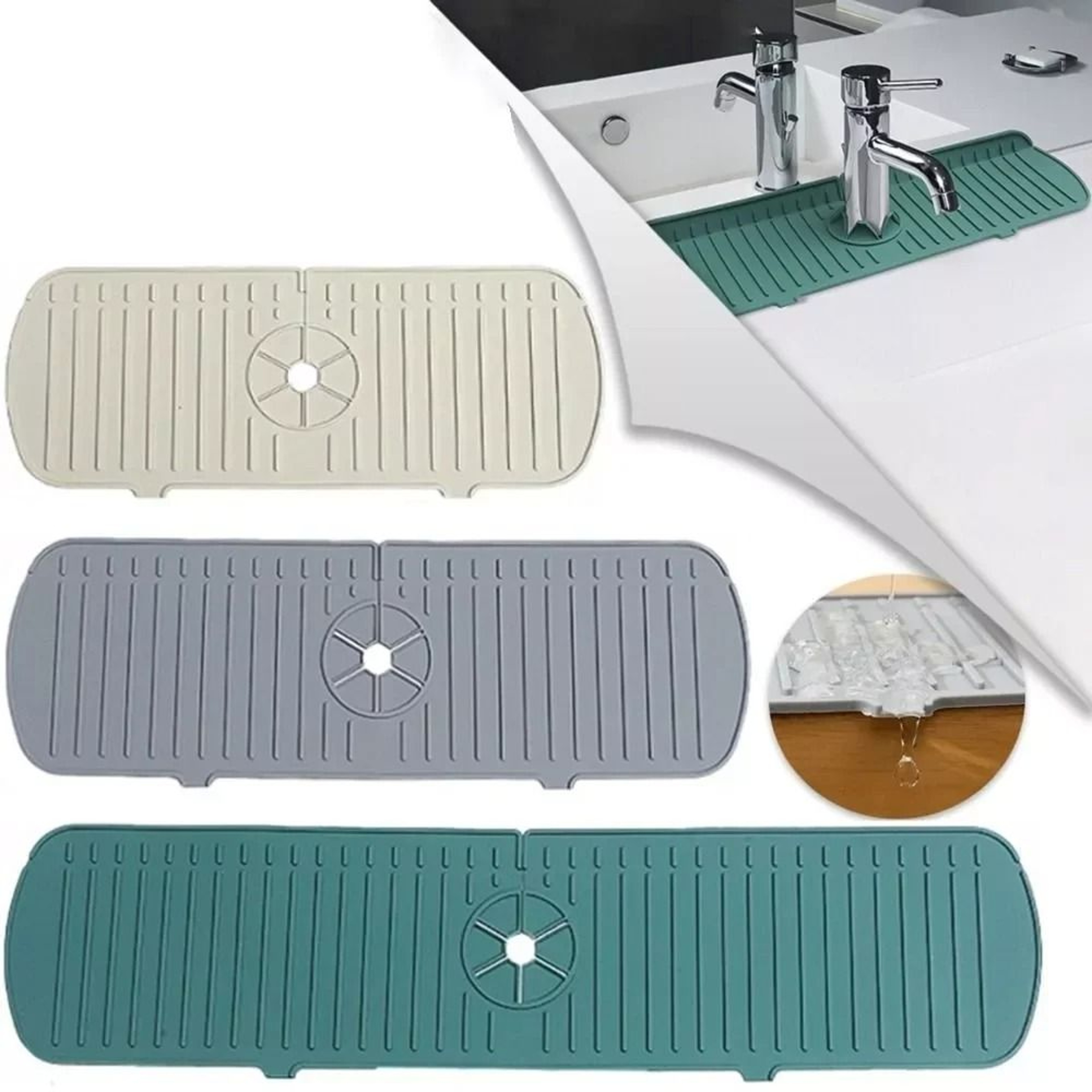 Premium Silicone Sink Splash Guard  Kitchen Tap Drain Mat  Drip Catcher Tray 0