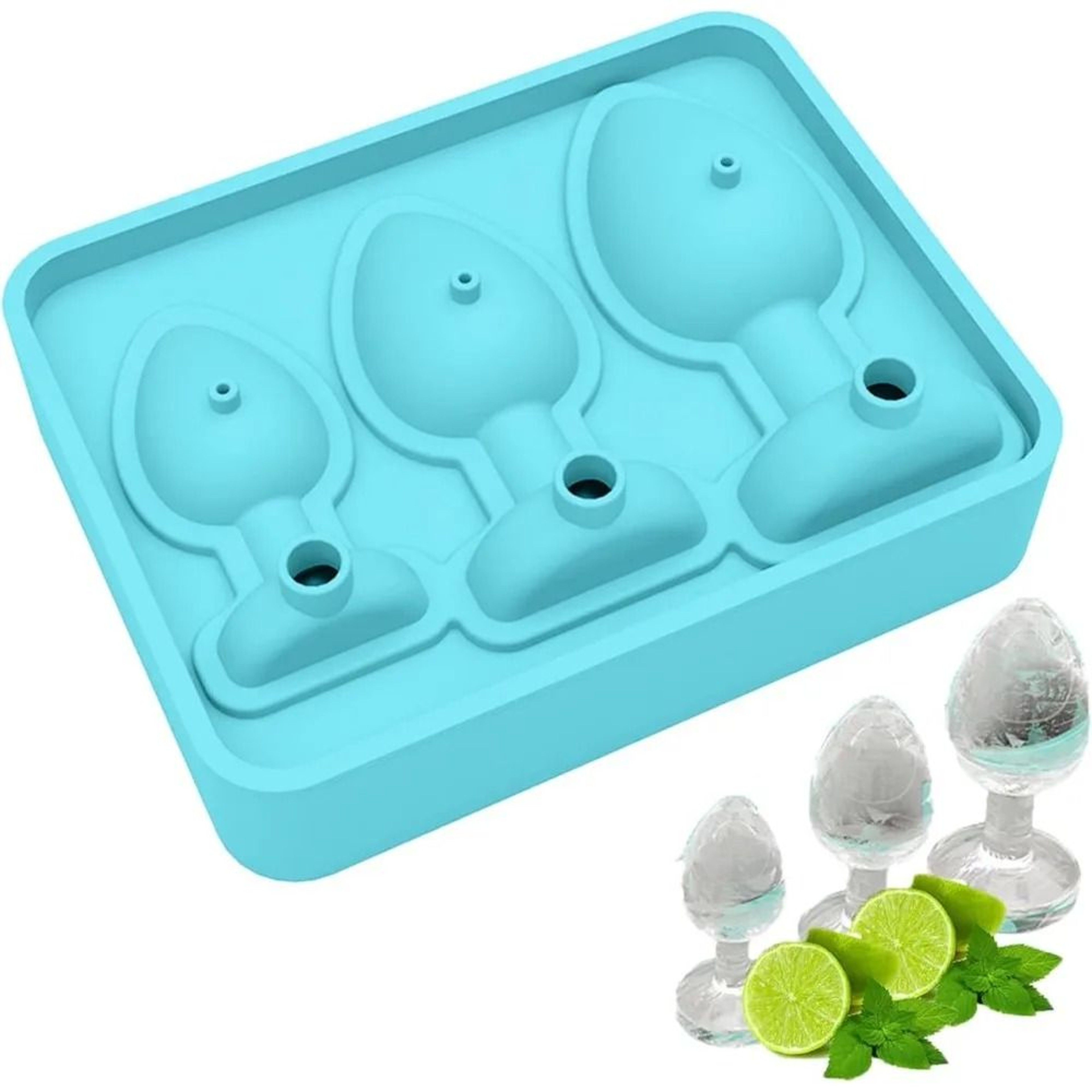 Premium Funny Silicone Ice Cube Maker  EasyFill LeakProof Tray With Lid 0