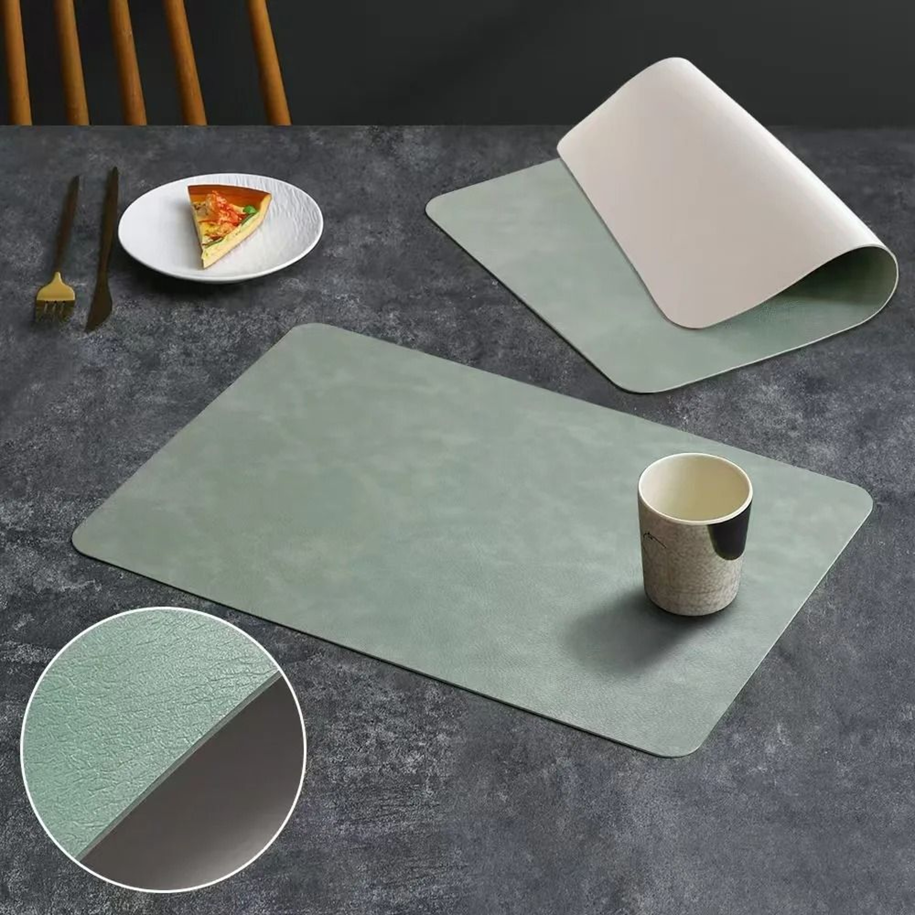Square Faux Leather Kitchen Dining Placemats  HeatResistant Insulation Table Mats 6
