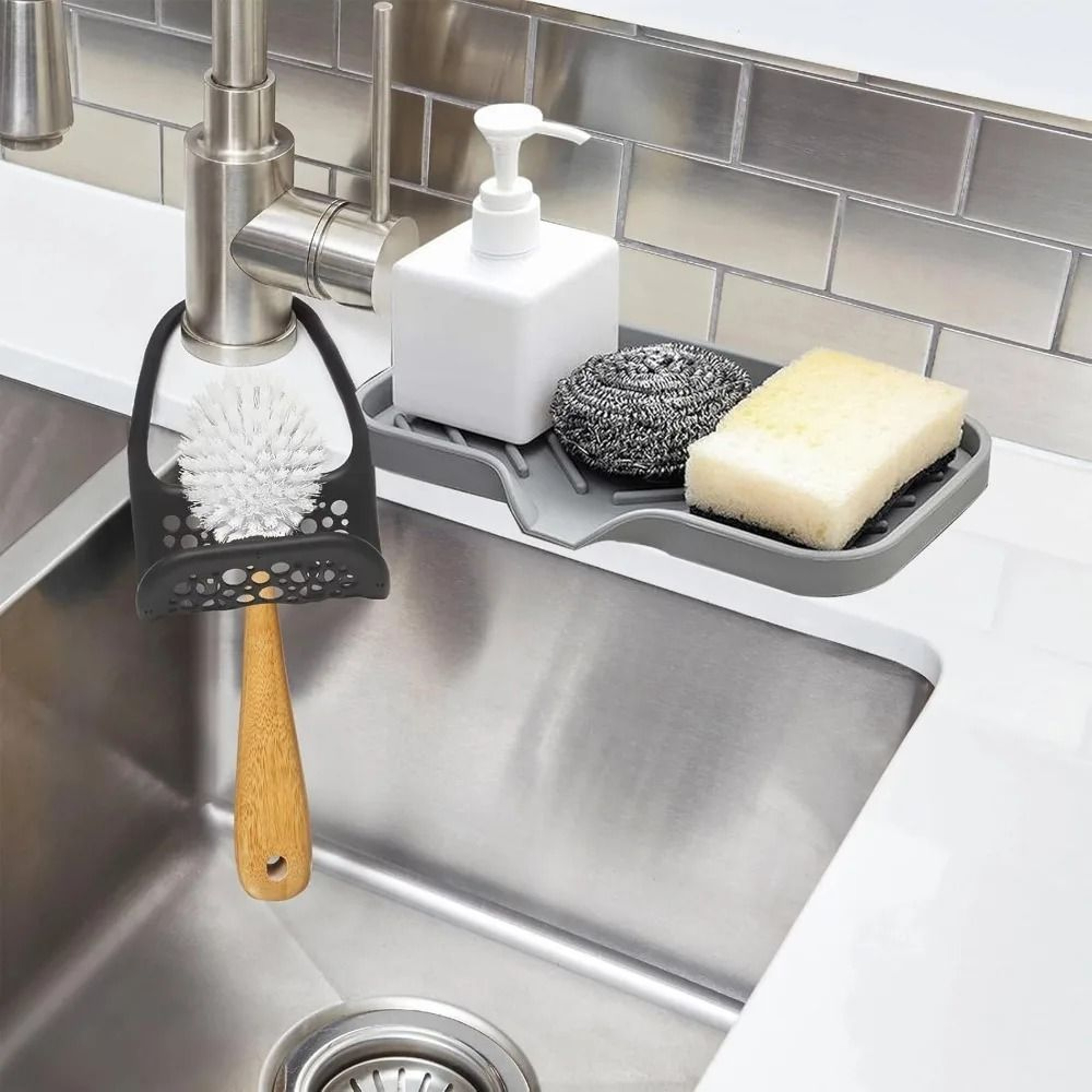 Premium Silicone Sink Organizer  Durable Kitchen Soap Tray  Sponge Holder 5