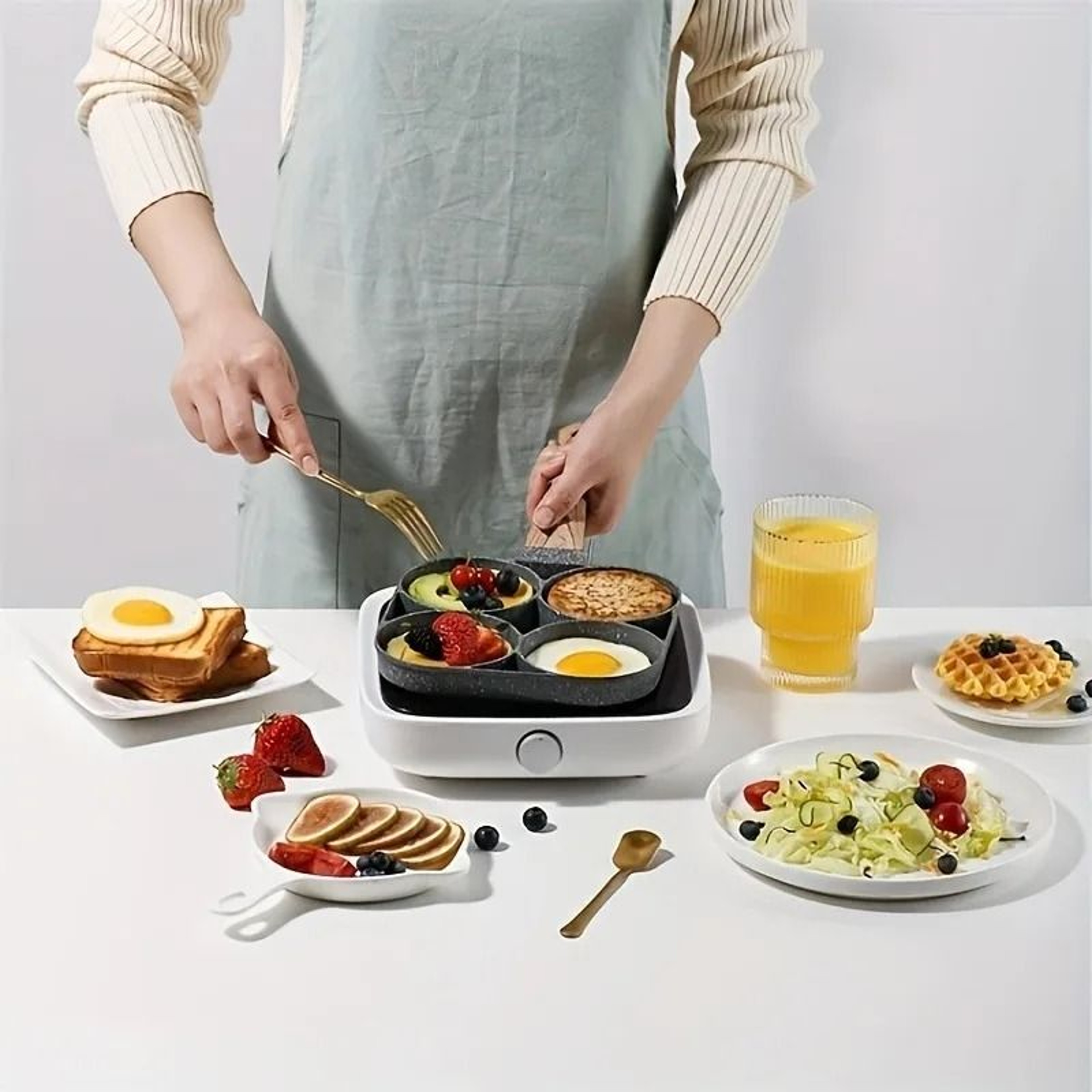 4Cup NonStick Egg Frying Pan  Divided Pancake  Omelette Burger Pan For Breakfast 4